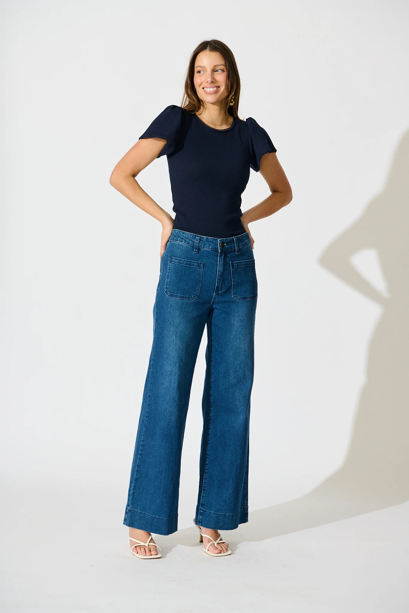 Marsha Top in Navy Cotton - Image 6