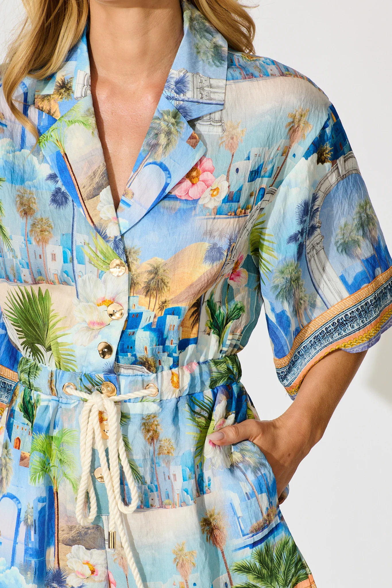 Maui Playsuit in Blue Multi Print - Image 5