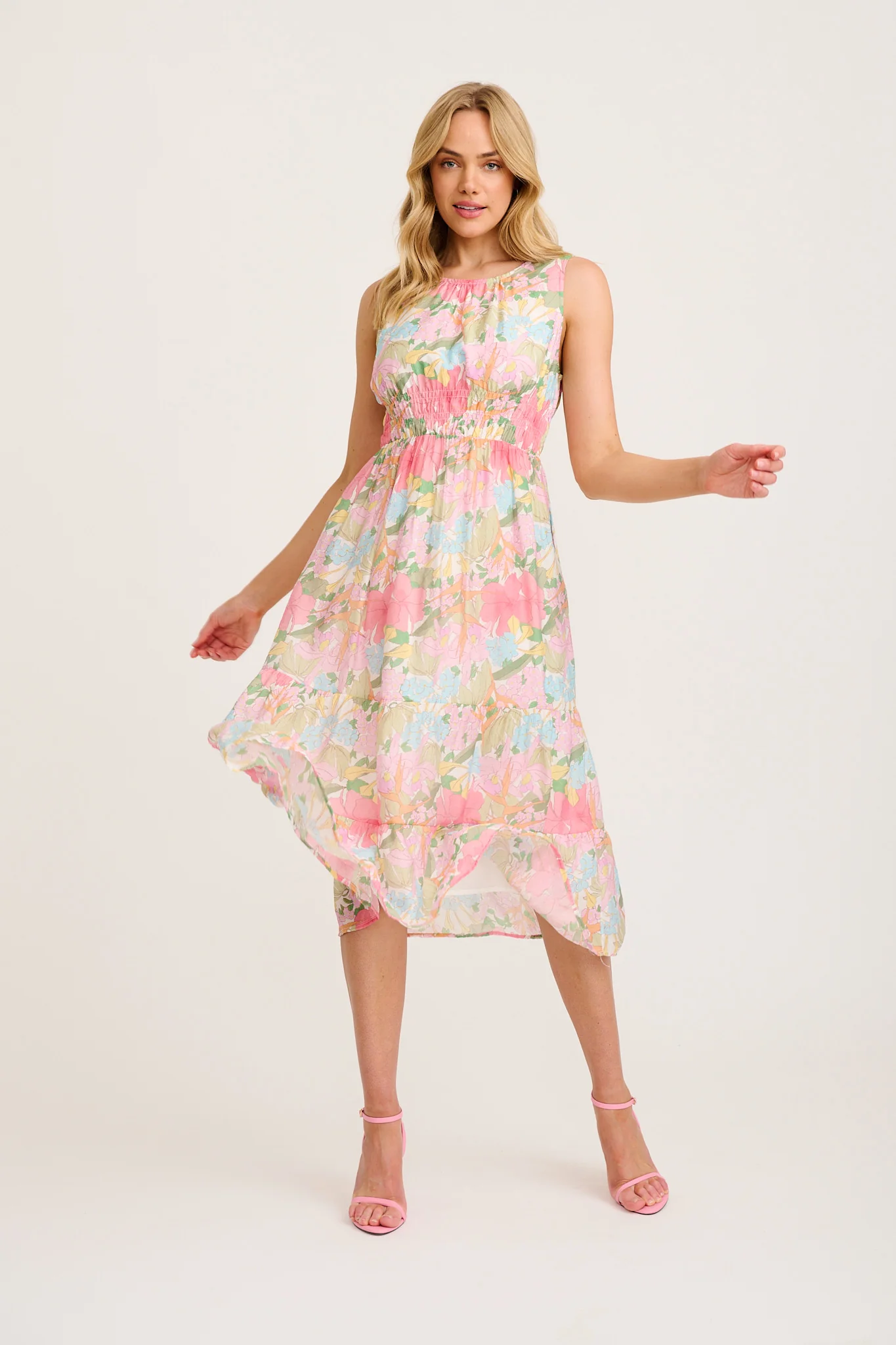 Megs Midi Dress in Multi Floral