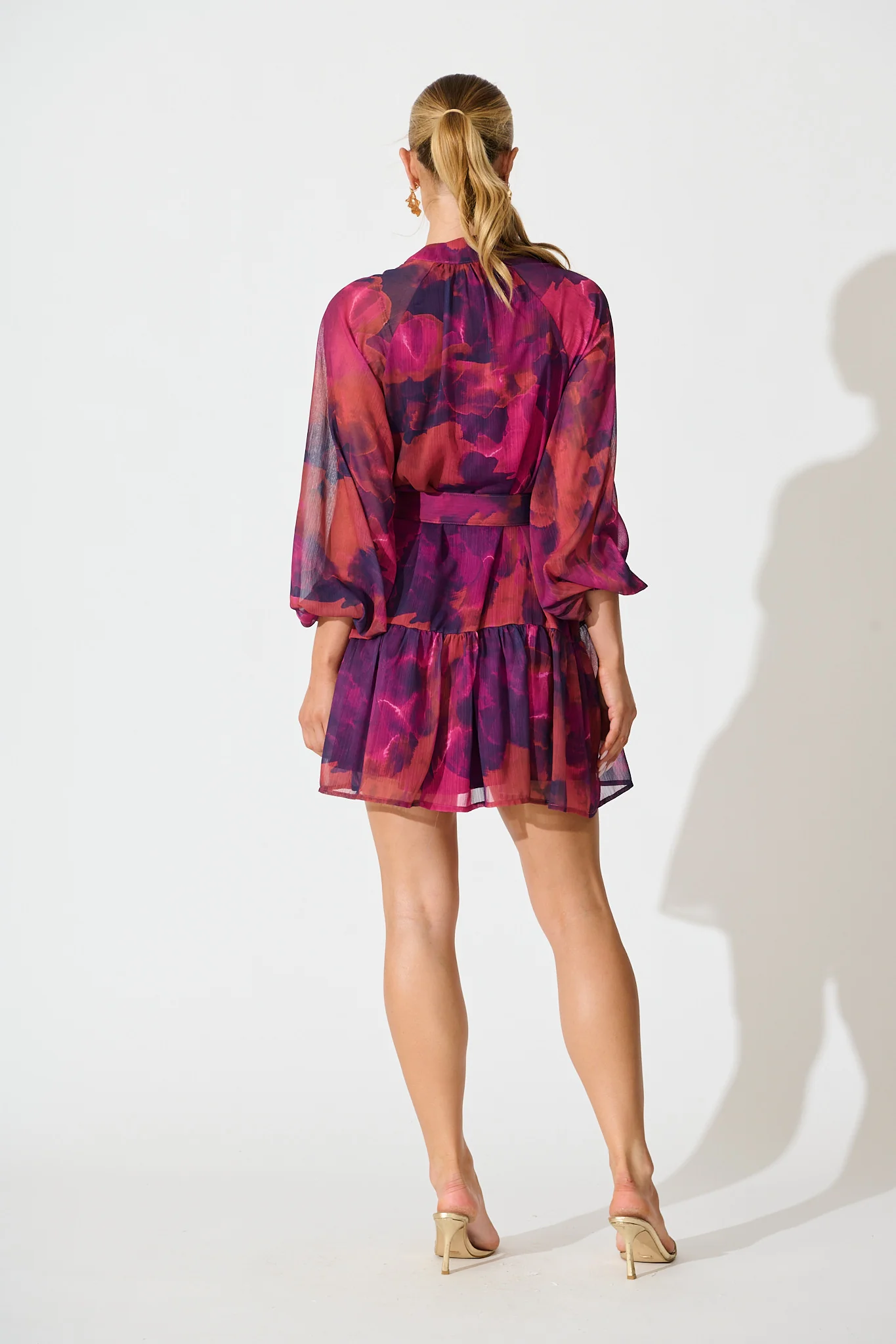 Mica Dress in Purple Watercolour Chiffon - Image 4