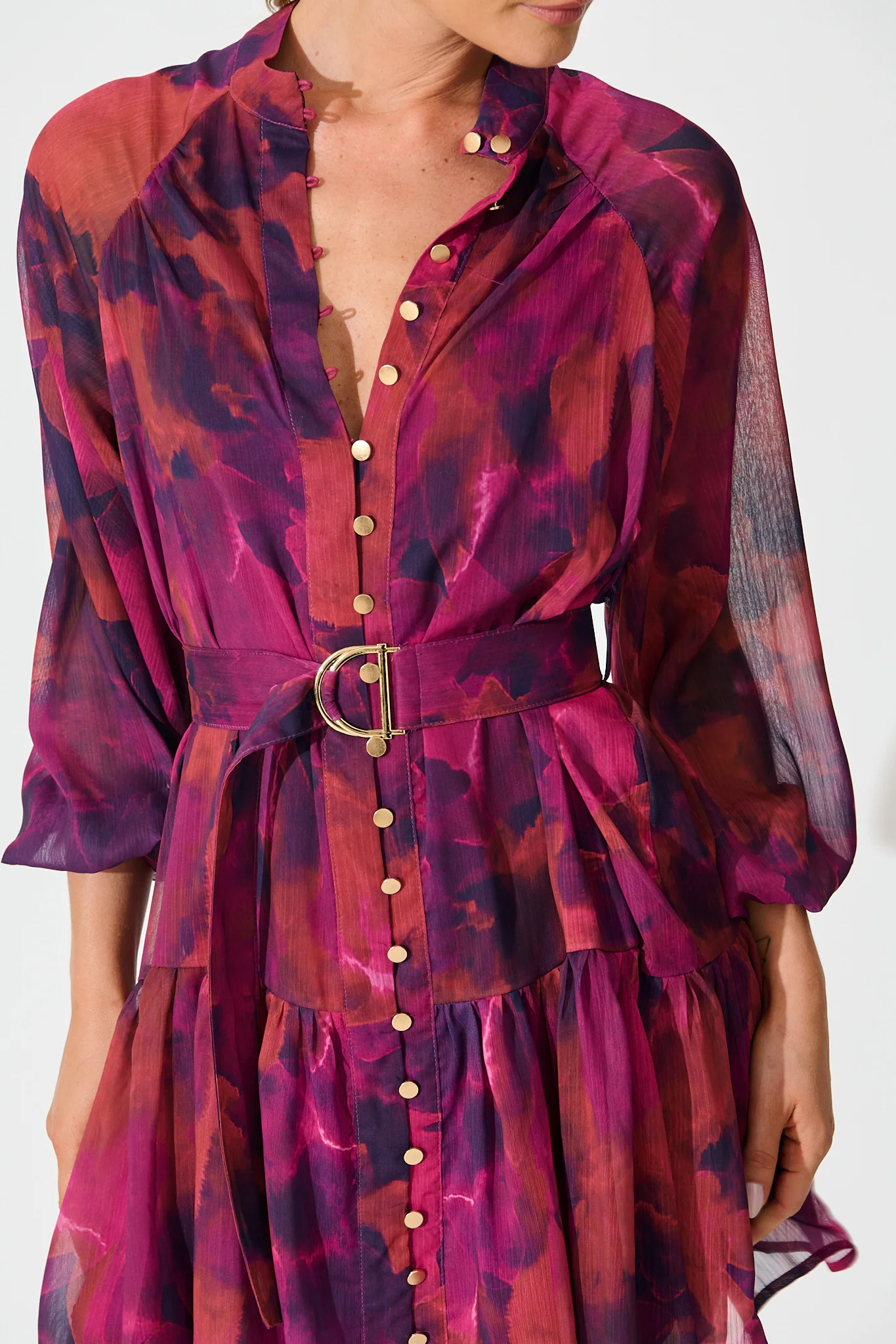 Mica Dress in Purple Watercolour Chiffon - Image 5