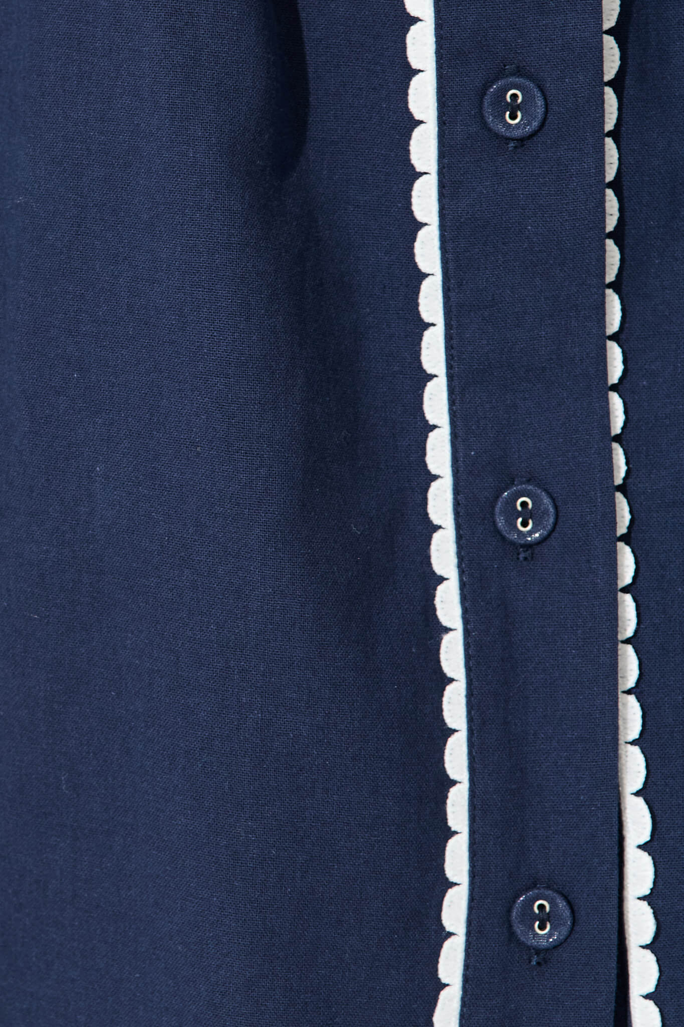 Miela Shirt Dress in Navy with White Contrast Trim Cotton - Image 10