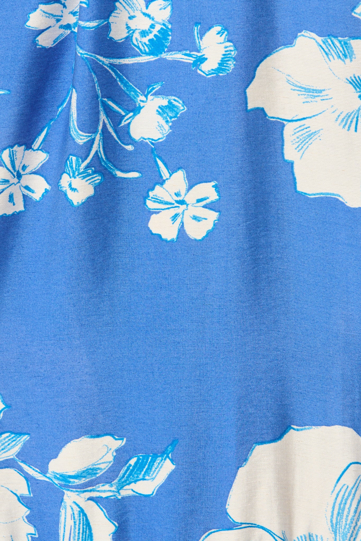 Mikayla Midi Shirt Dress in Blue with White Floral Linen Blend - Image 6