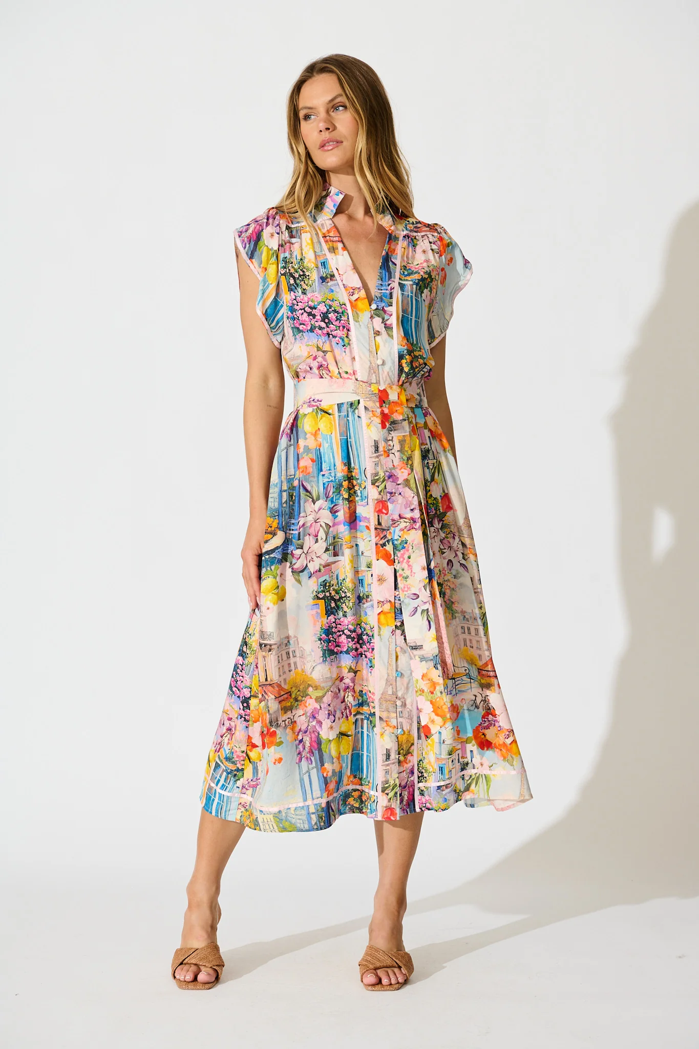 Milliana Midi Dress in Mediterranean Floral Print
