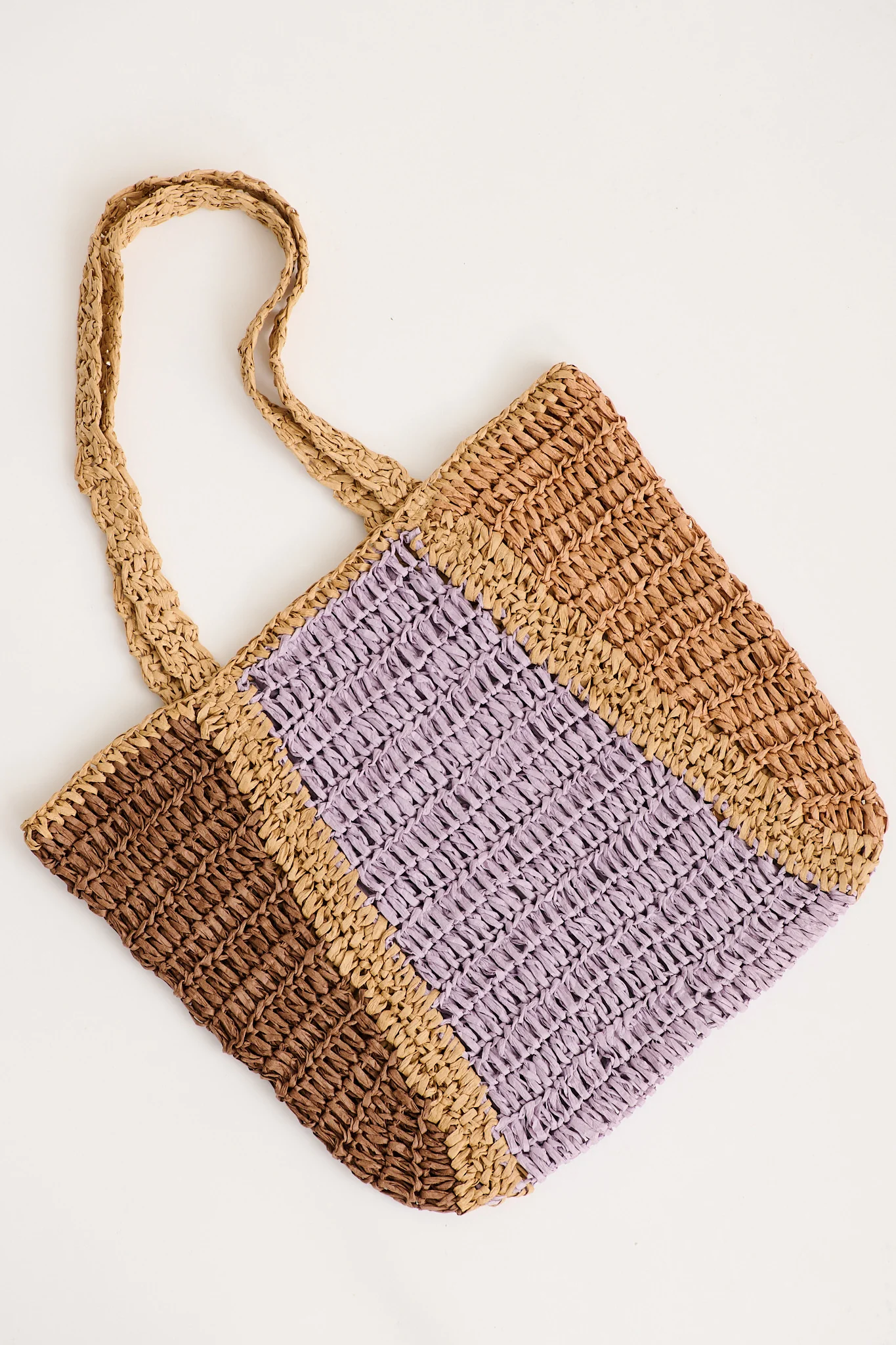 Mira Colourblock Tote Bag in Multi Raffia