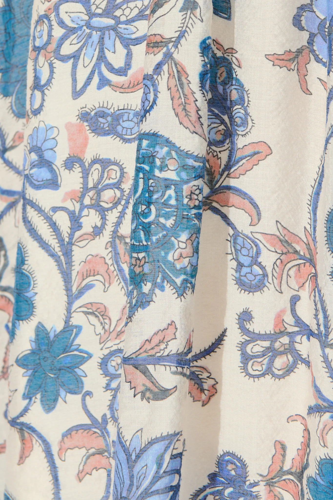 Miren Midi Dress in White with Blue Floral - Image 6