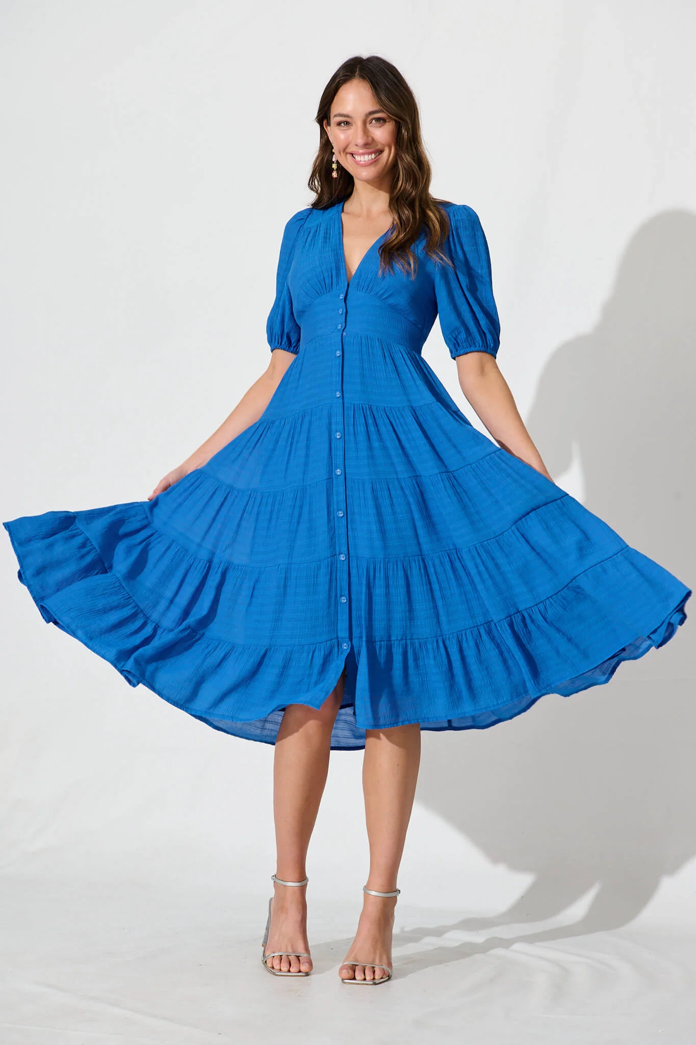 Modica Midi Dress In Blue Chiffon - Image 2