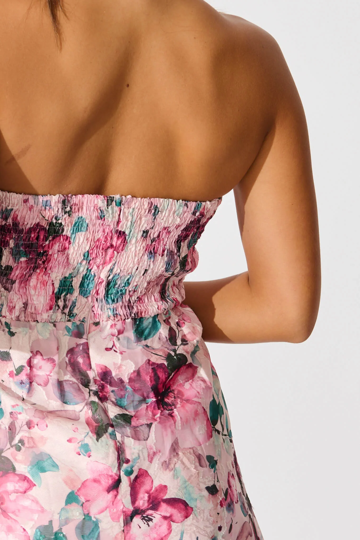 Mon Cherie Maxi Dress in Multi Pink Floral Organza - Image 9