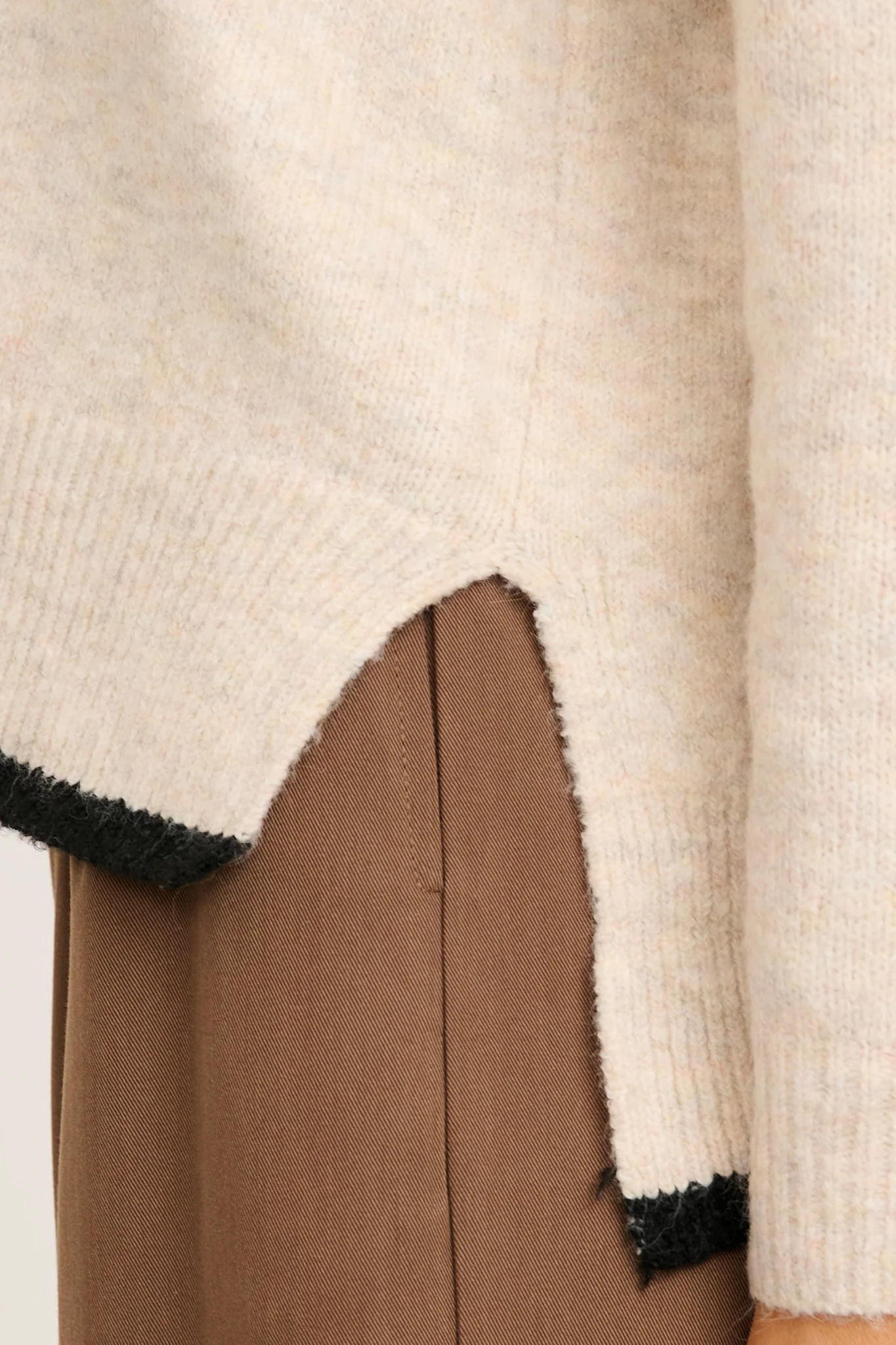 Morning Mist Knit in Cream with Black Trim Wool Blend - Image 5
