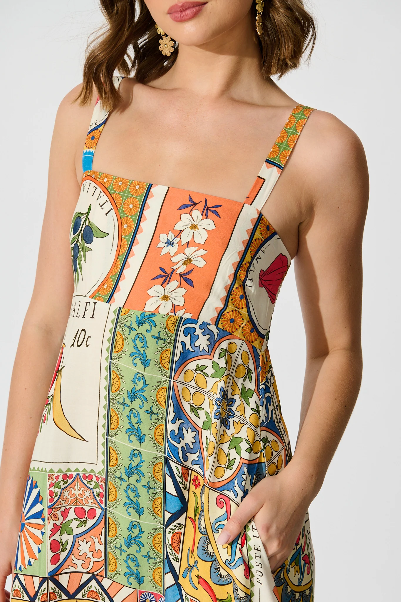 Mosaic Bloom Maxi Sundress in Multi Tile Print - Image 12