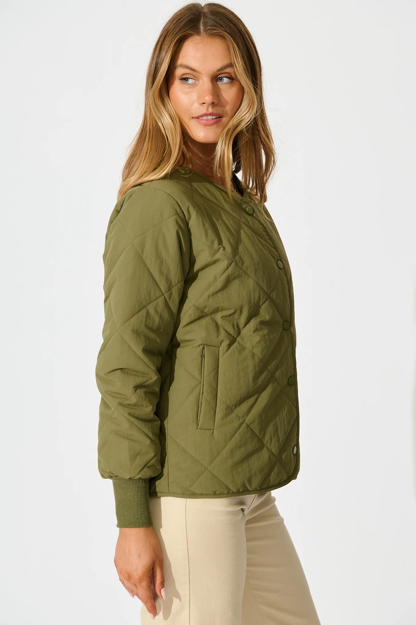 Most Wanted Quilted Jacket in Khaki - Image 2