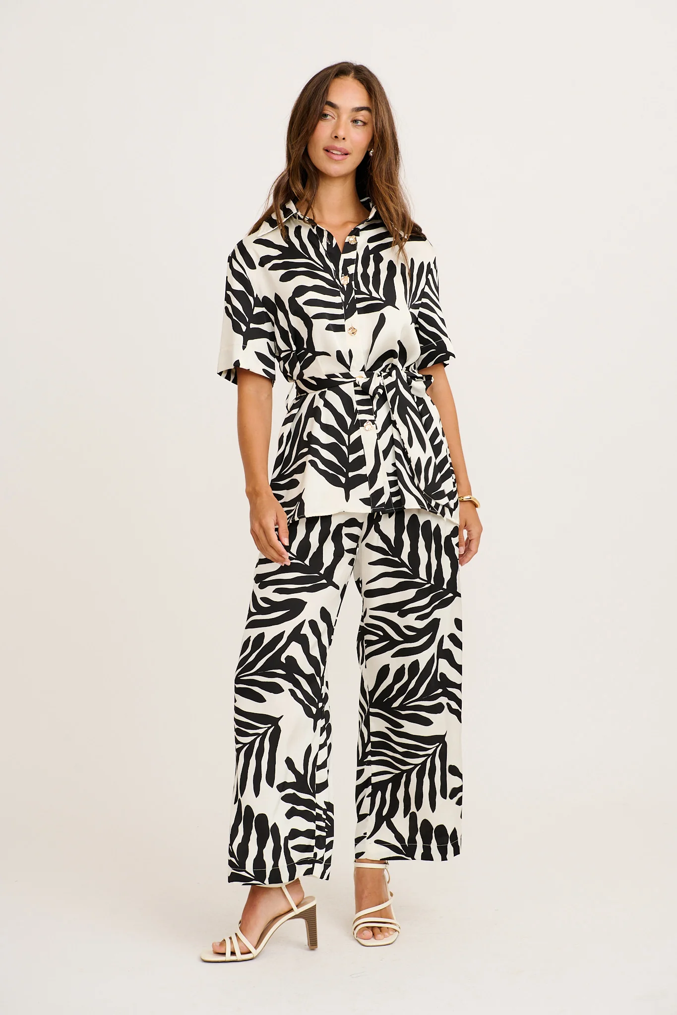 Muse Pant in Black and White Satin - Image 5
