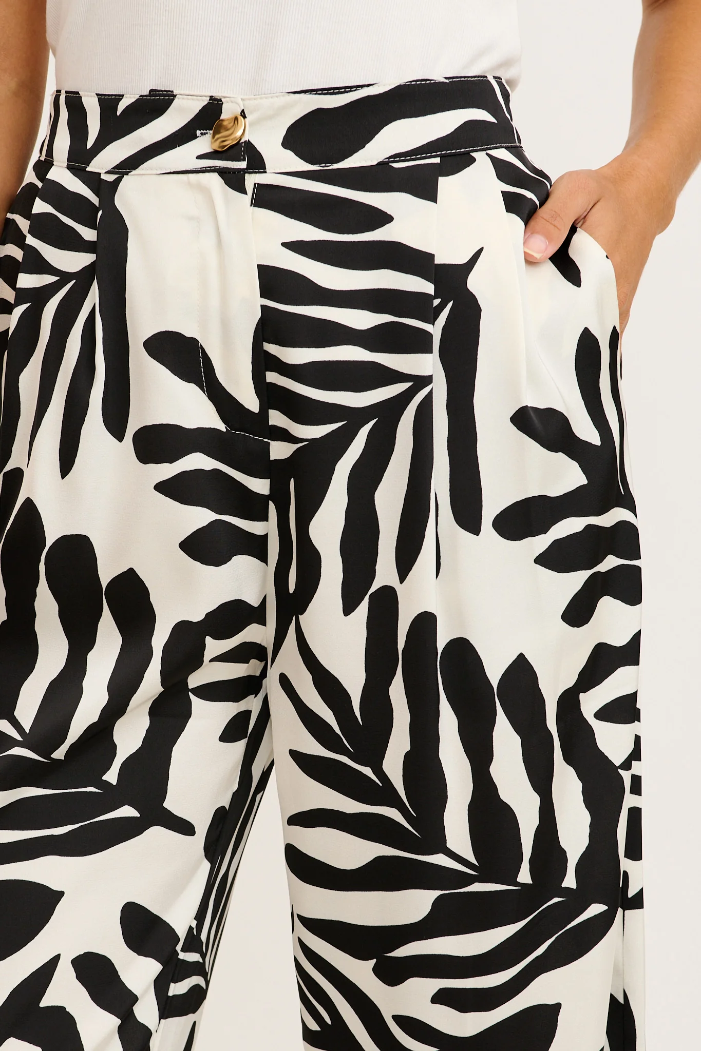 Muse Pant in Black and White Satin - Image 6
