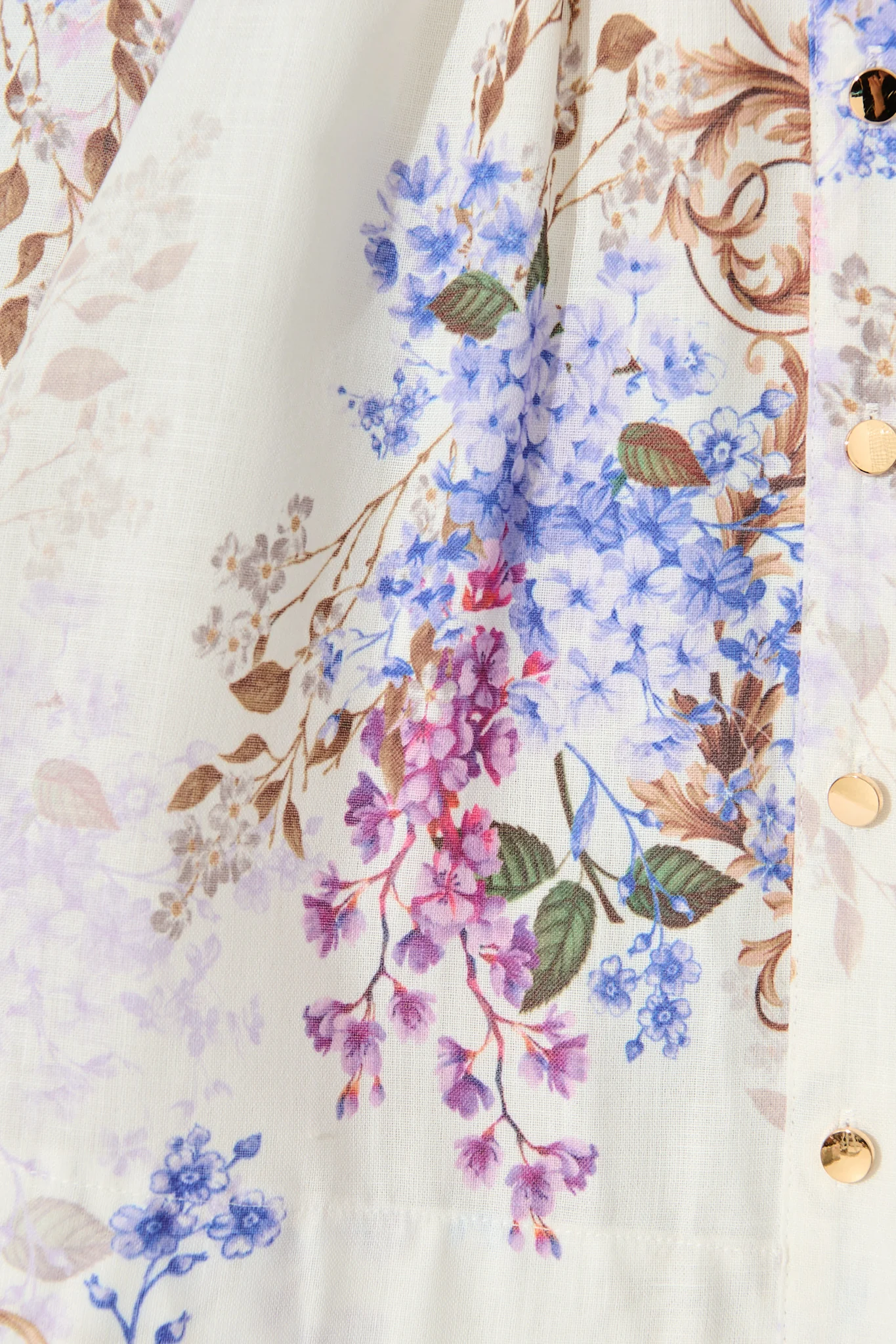 Narelle Shirt Dress in White Floral Linen Blend - Image 6