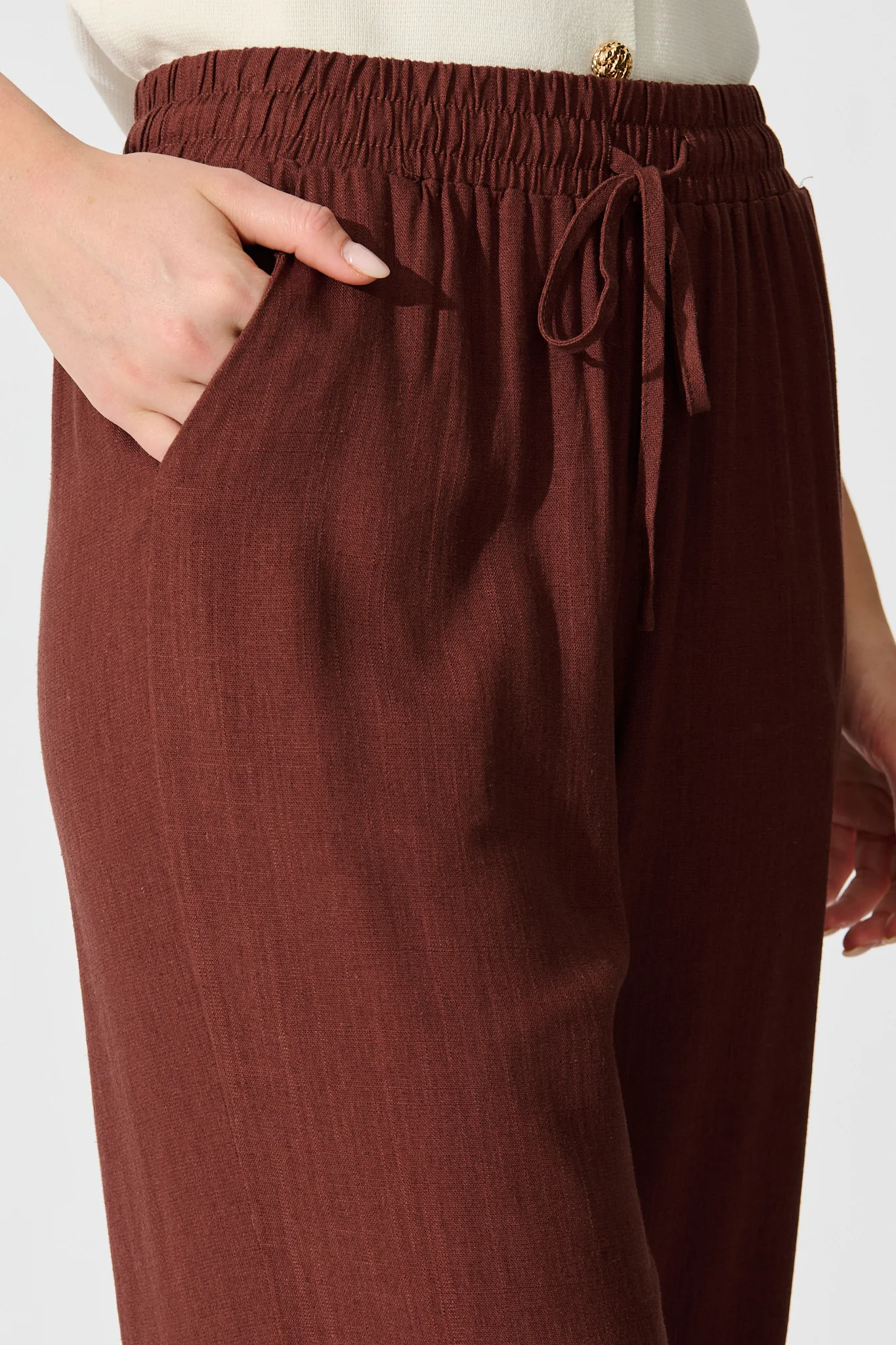 Natural Form Pant in Chocolate Cotton Linen - Image 5