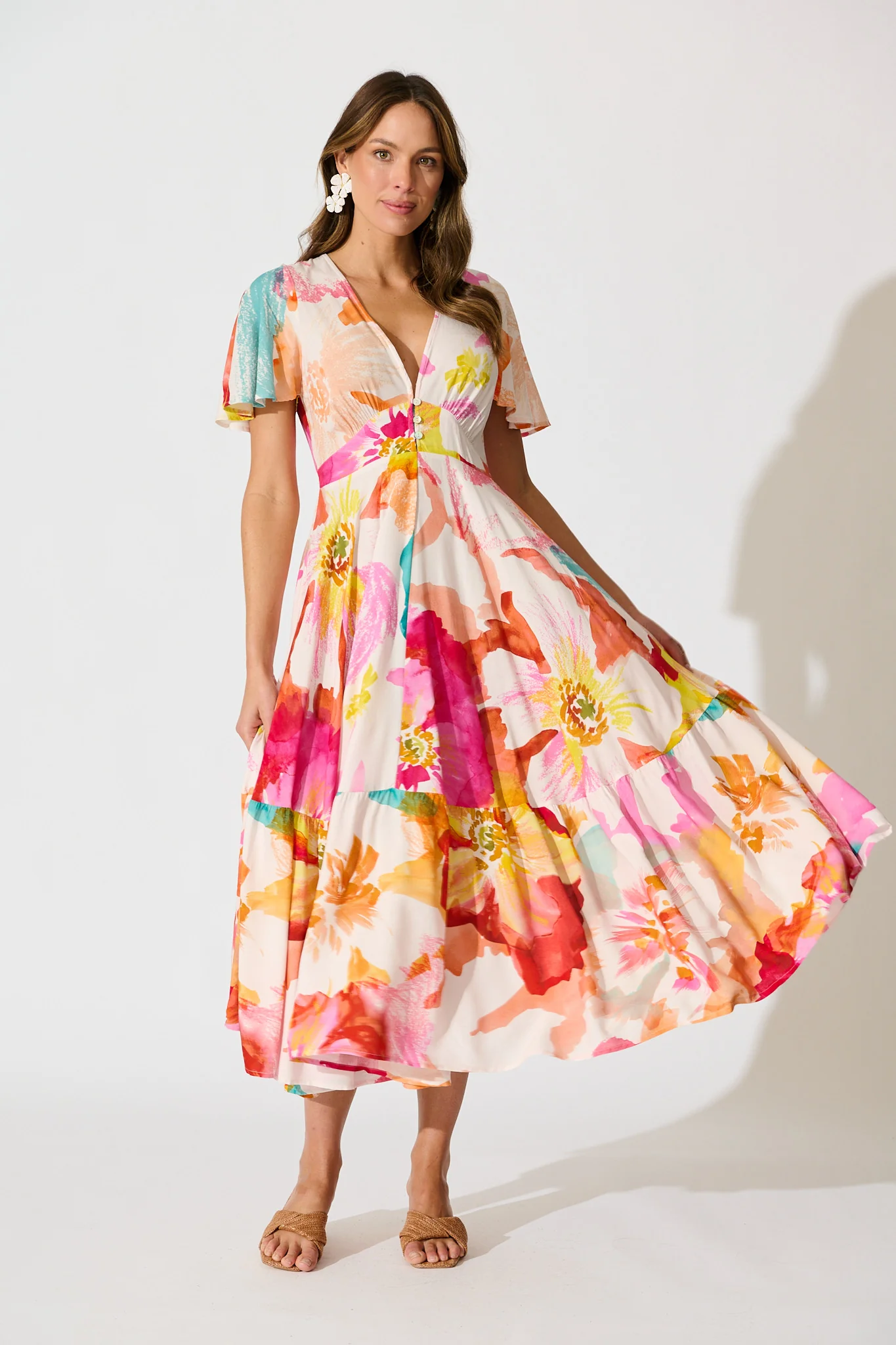 Nevada Maxi Dress in Blush and Multi Floral