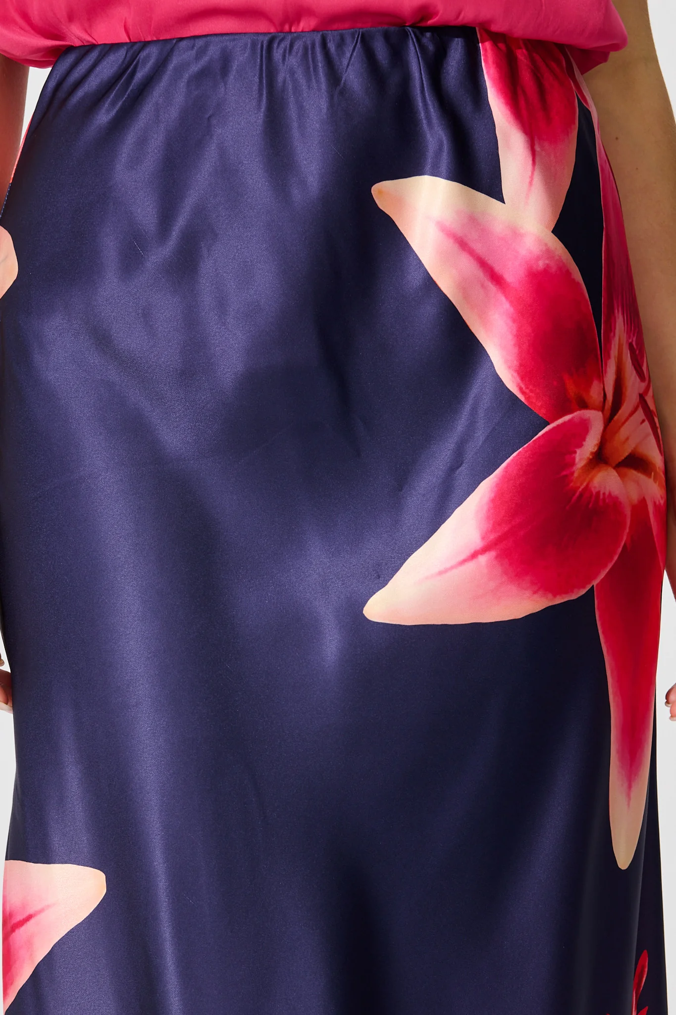 Nightshade Bouquet Maxi Skirt in Navy Floral Satin - Image 8