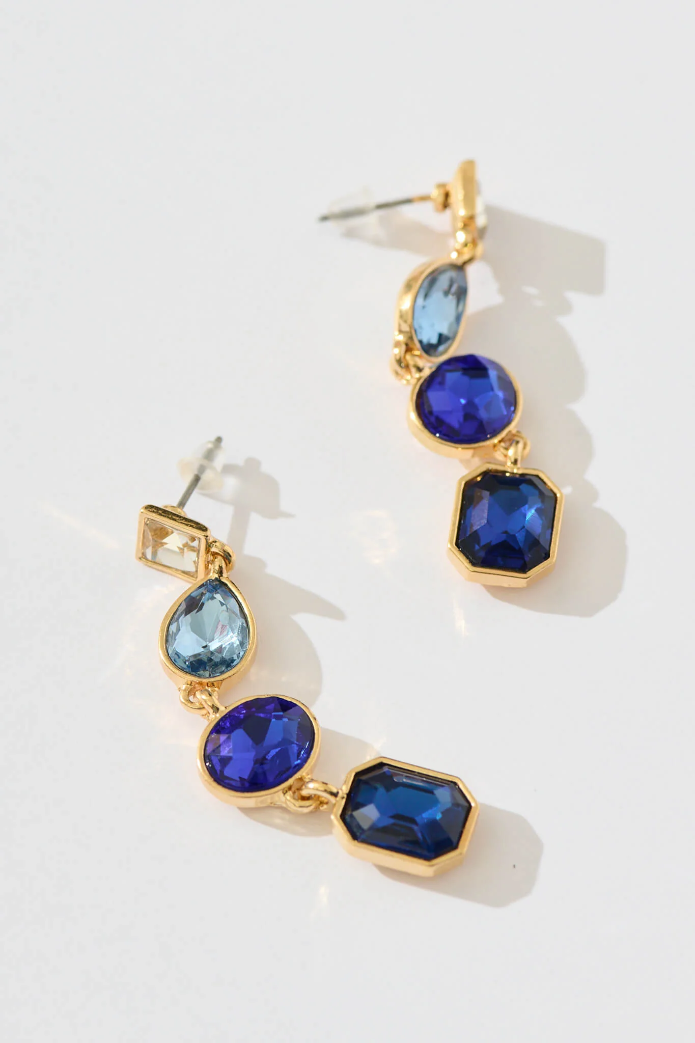 Nikina Drop Earrings in Multi Navy Gemstones - Image 3
