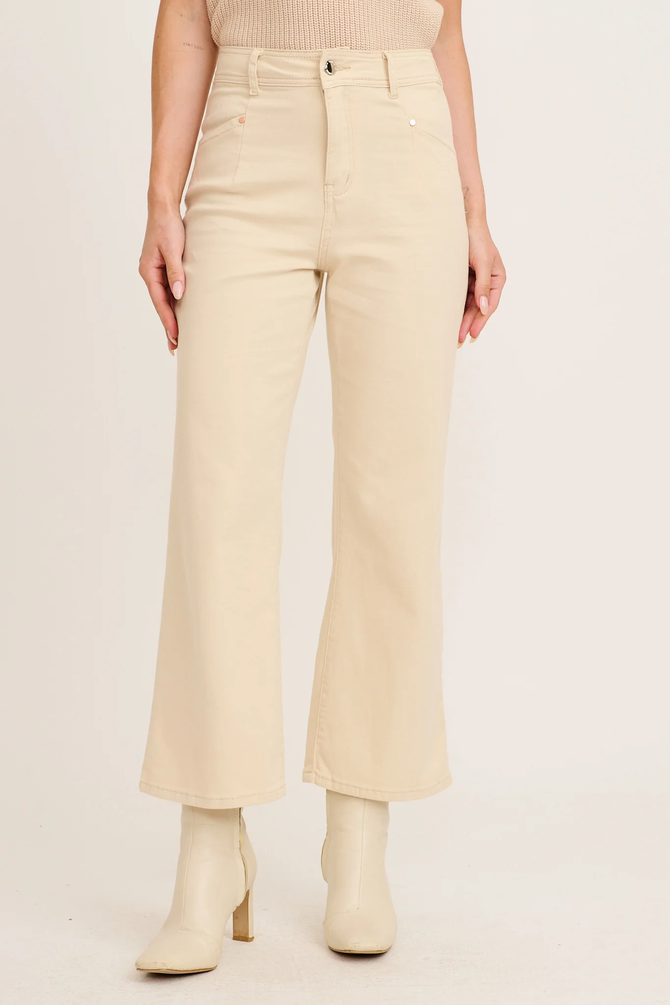 Nimes High Rise Wide Leg Jean In Sand Denim - Image 3
