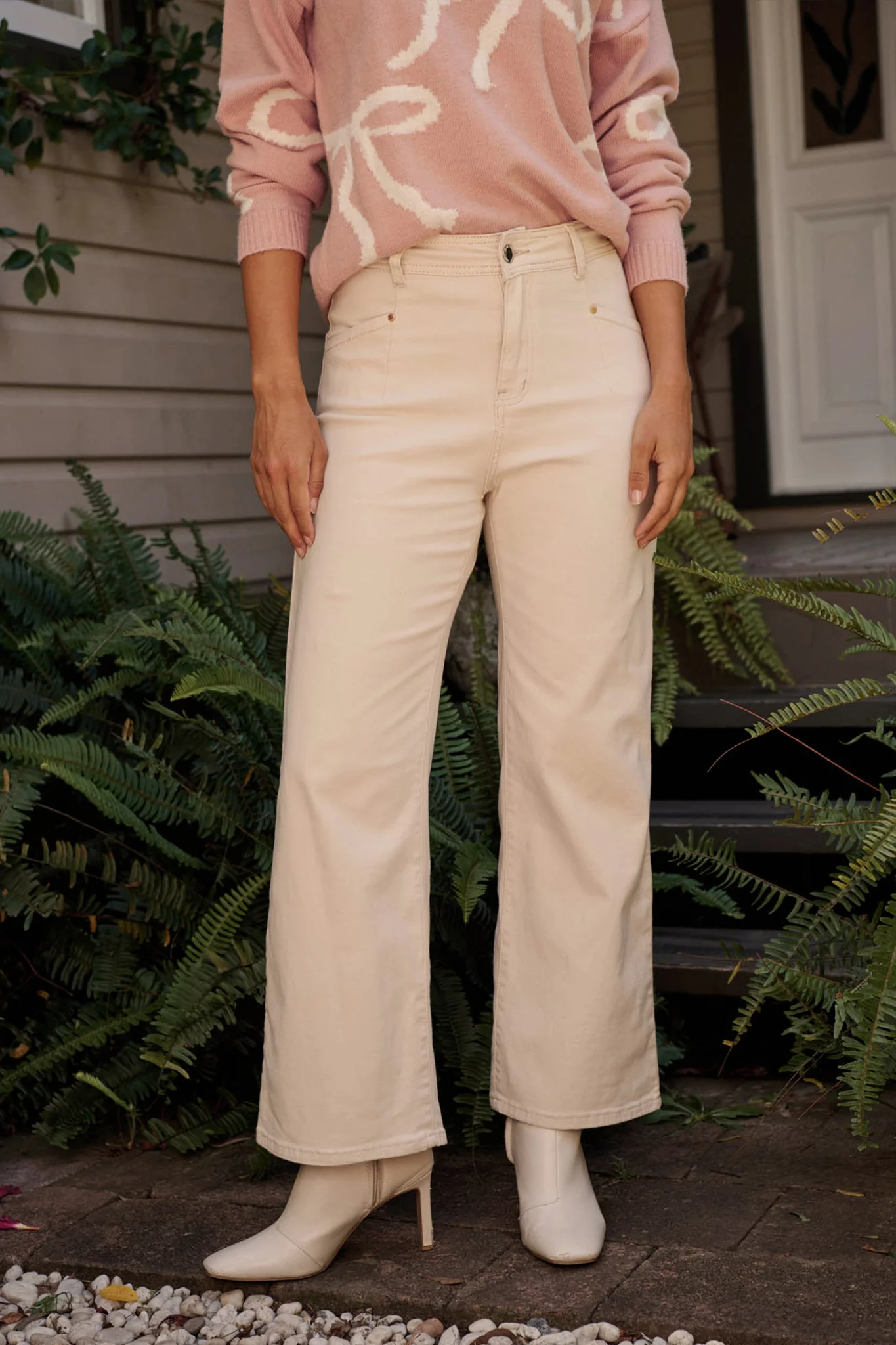 Nimes High Rise Wide Leg Jean In Sand Denim - Image 4