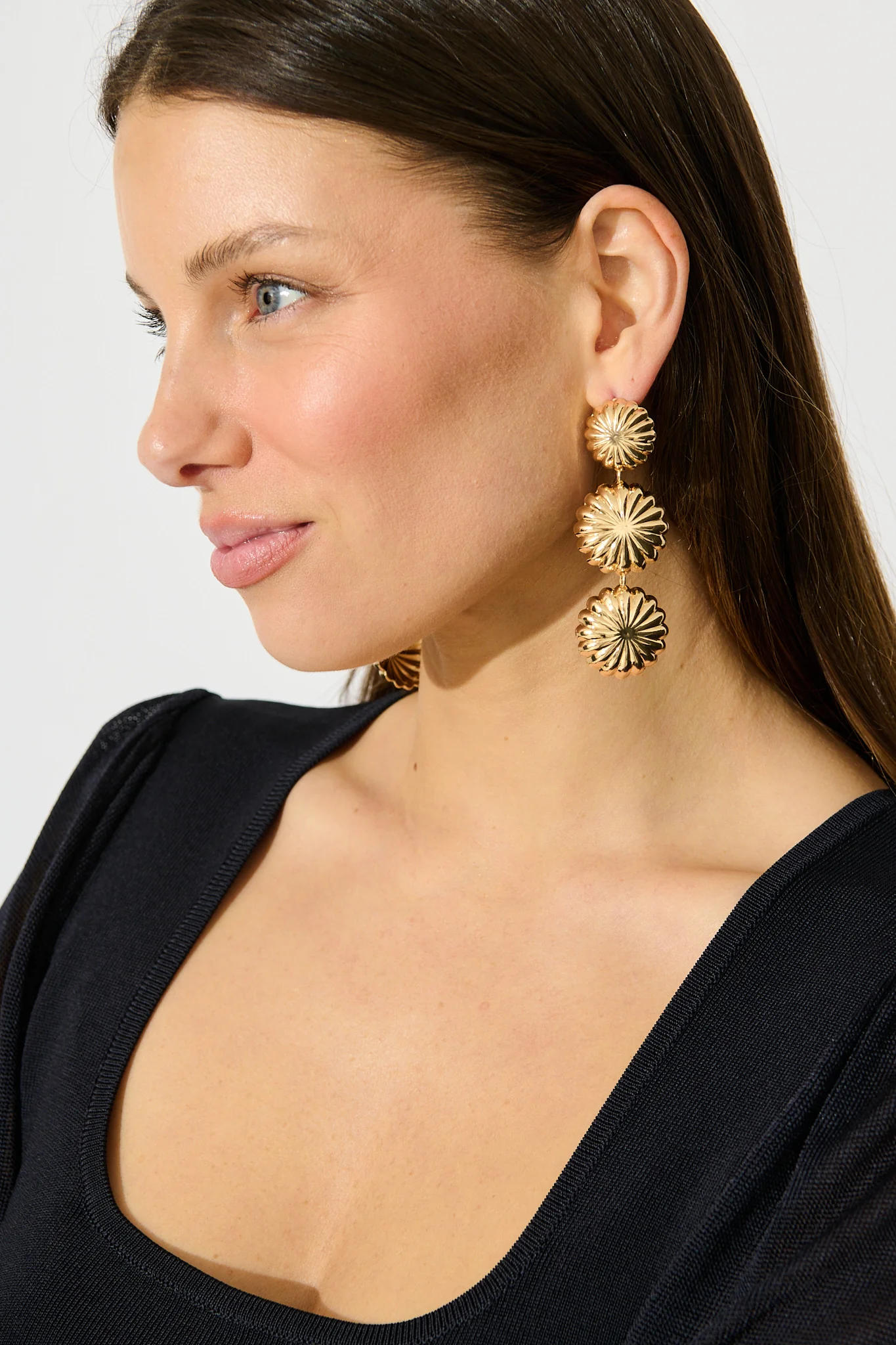 Nina Drop Earrings in Gold - Image 3