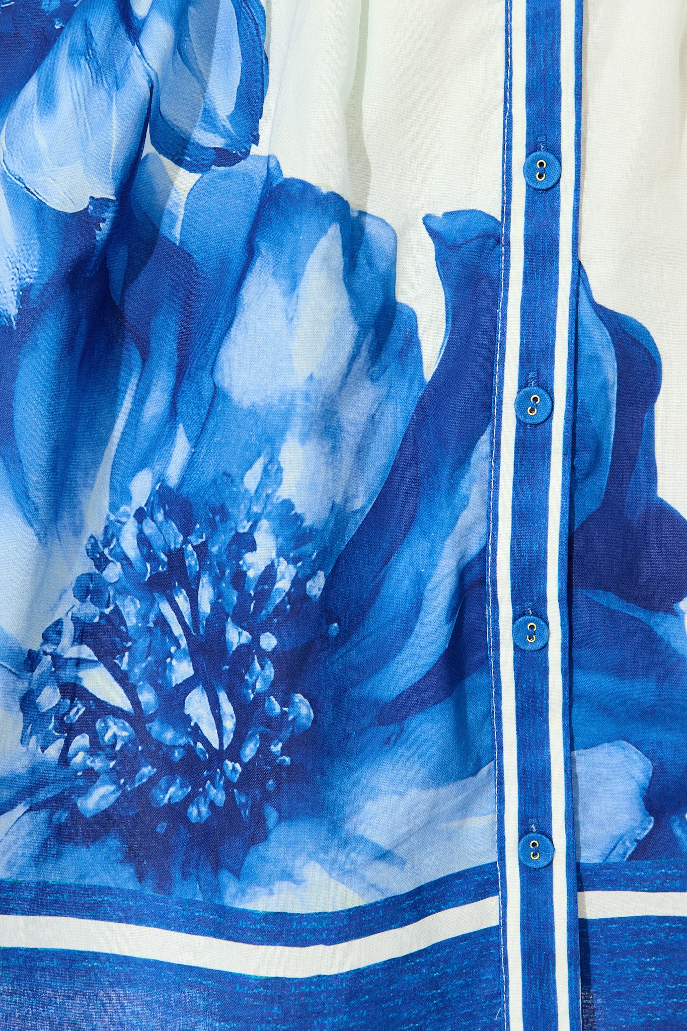 Nylen Shirt Dress in Blue Floral Border Print Cotton - Image 6