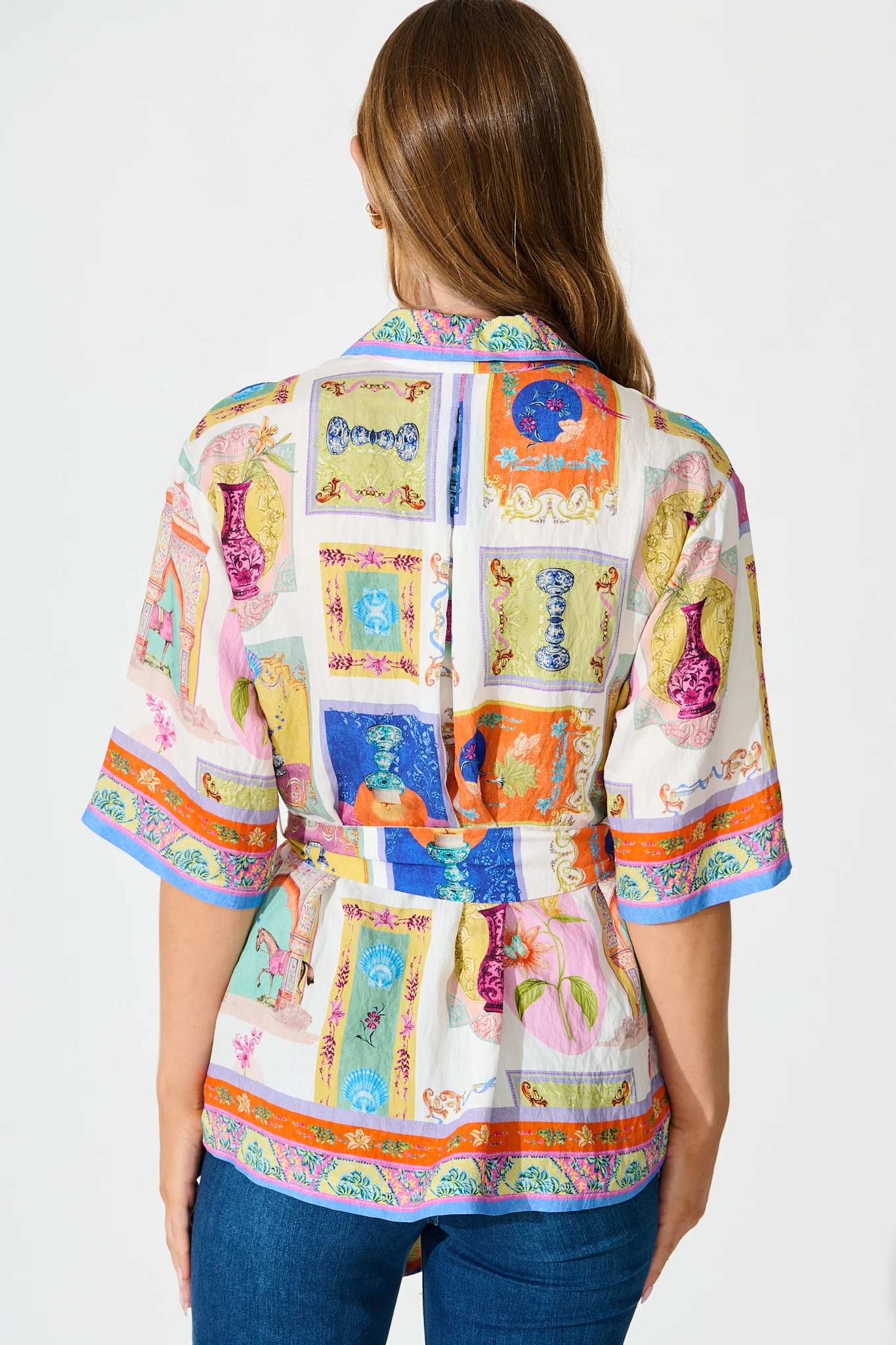 Oasis Shirt in Cream with Multi Conversational Print - Image 5