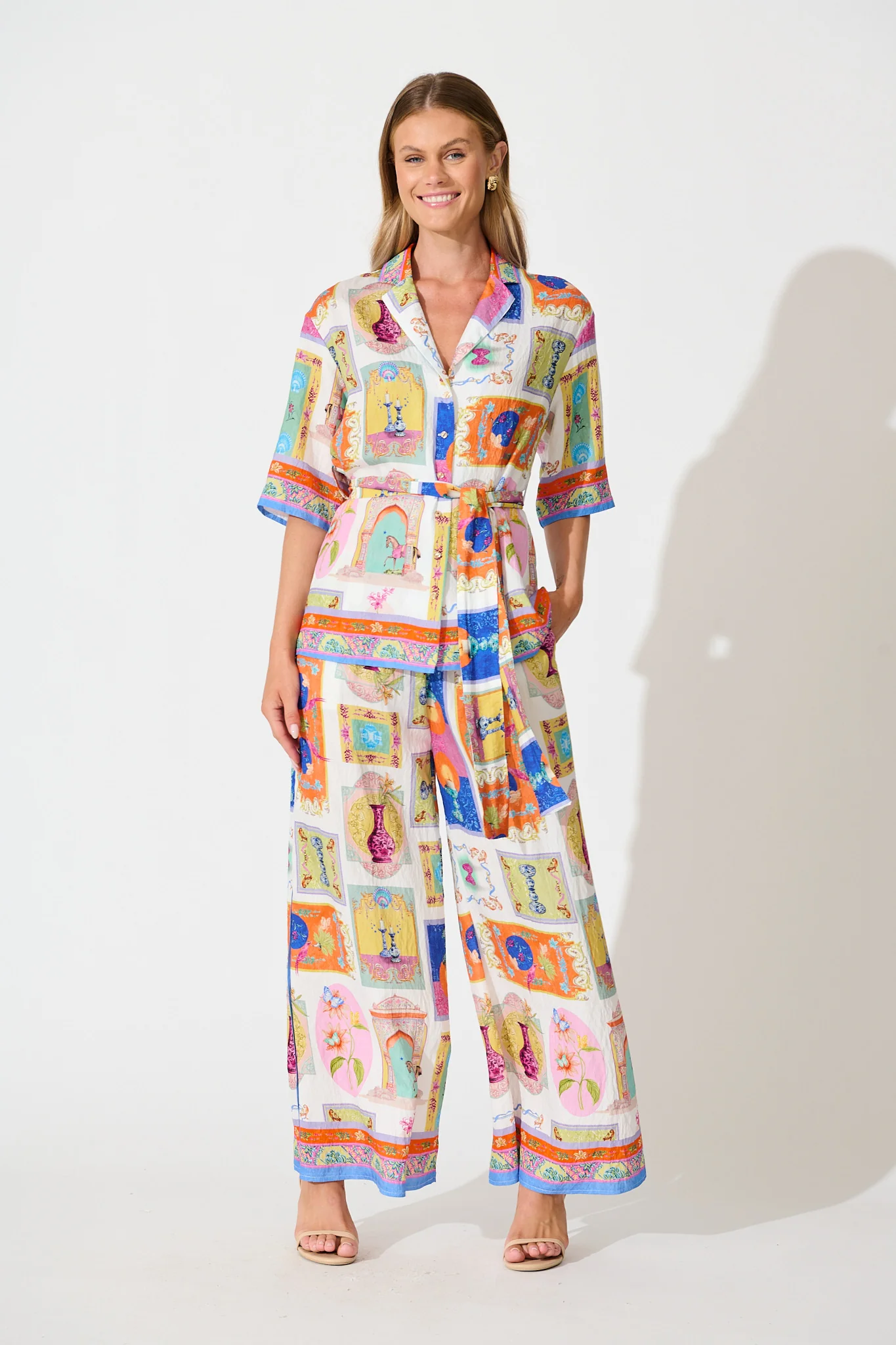 Oasis Shirt in Cream with Multi Conversational Print - Image 7