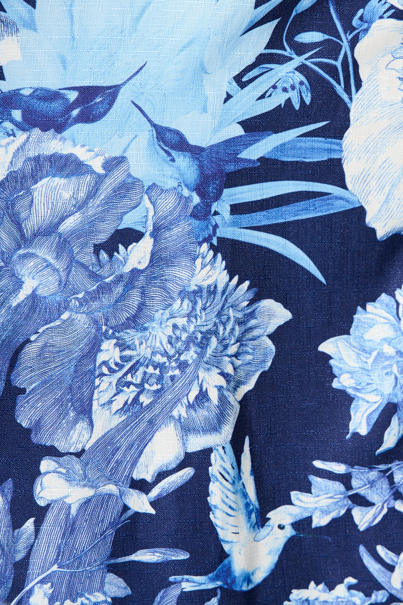 Ocean Serenade Shirt Dress in Navy with Blue Floral Linen Blend - Image 10