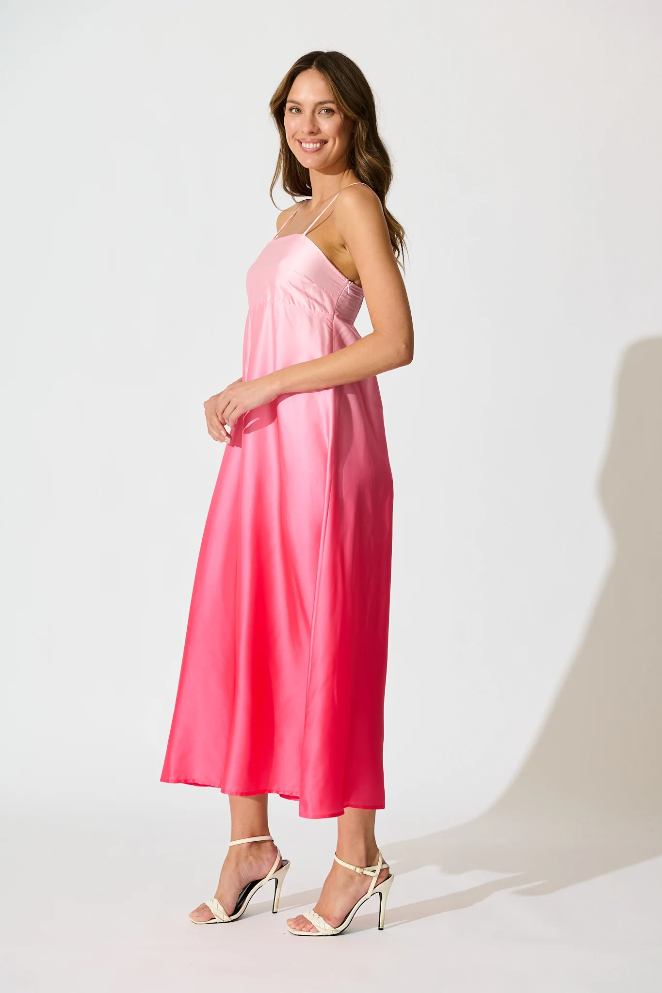 Ombre Muse Maxi Sundress in Pink Satin - Image 3