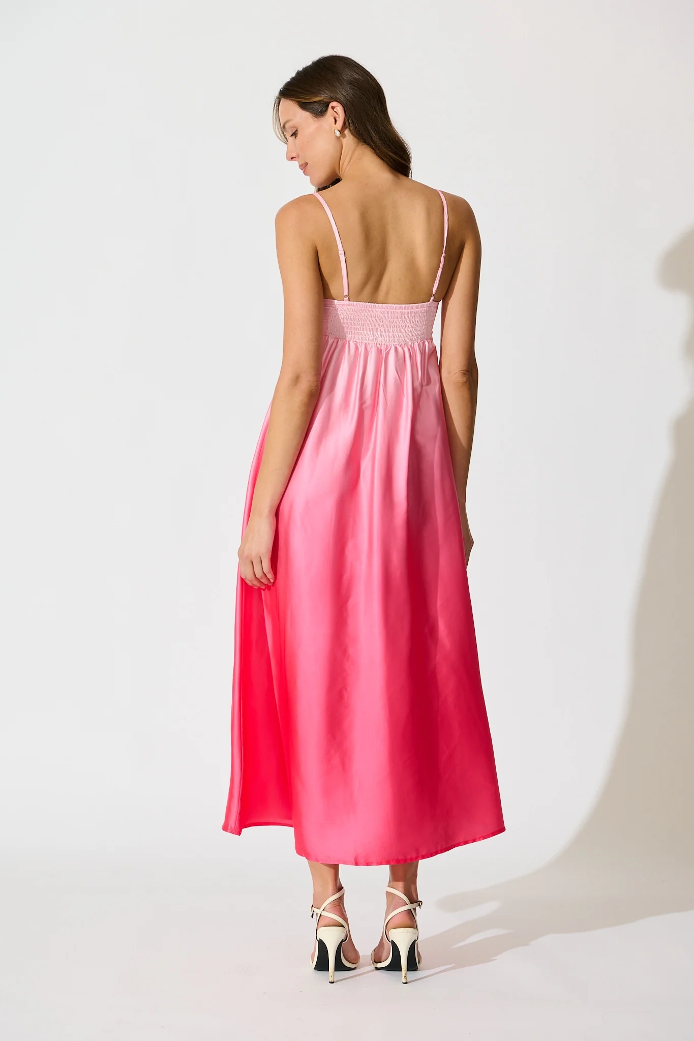 Ombre Muse Maxi Sundress in Pink Satin - Image 4