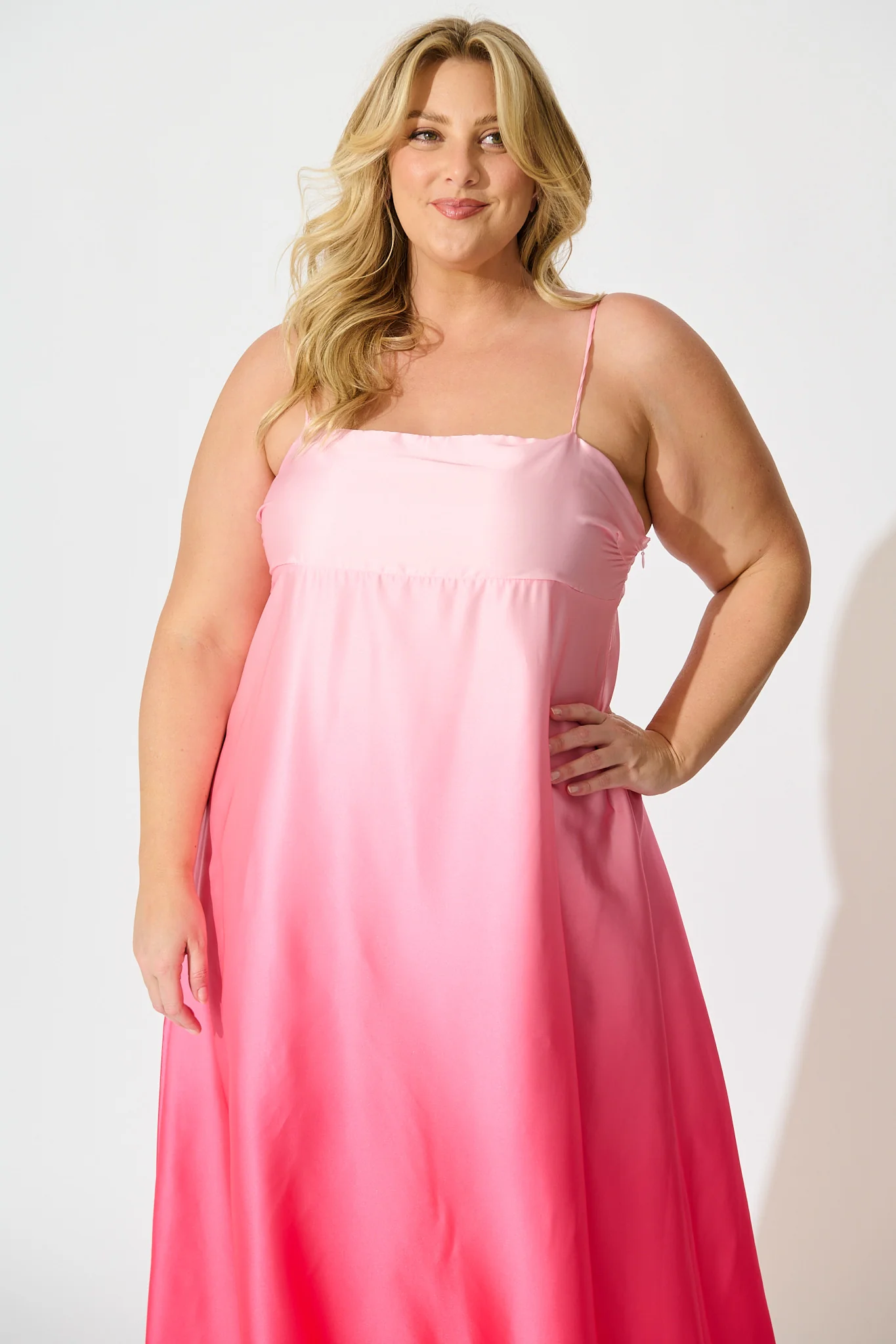 Ombre Muse Maxi Sundress in Pink Satin - Image 6