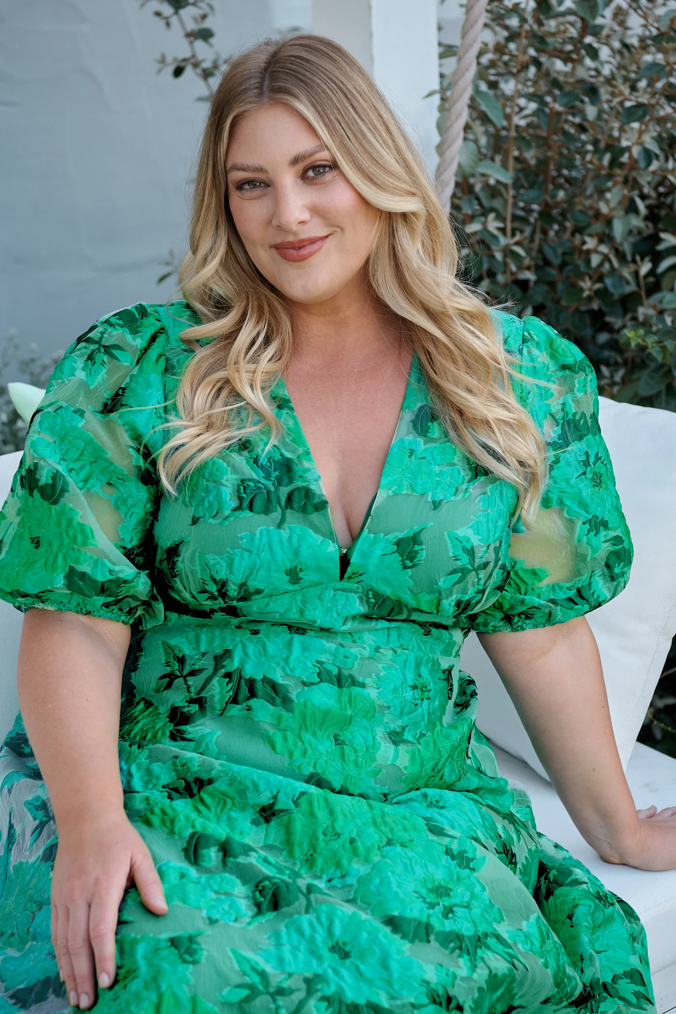 Opulence Midi Dress In Jade Green Organza Jacquard - Image 4