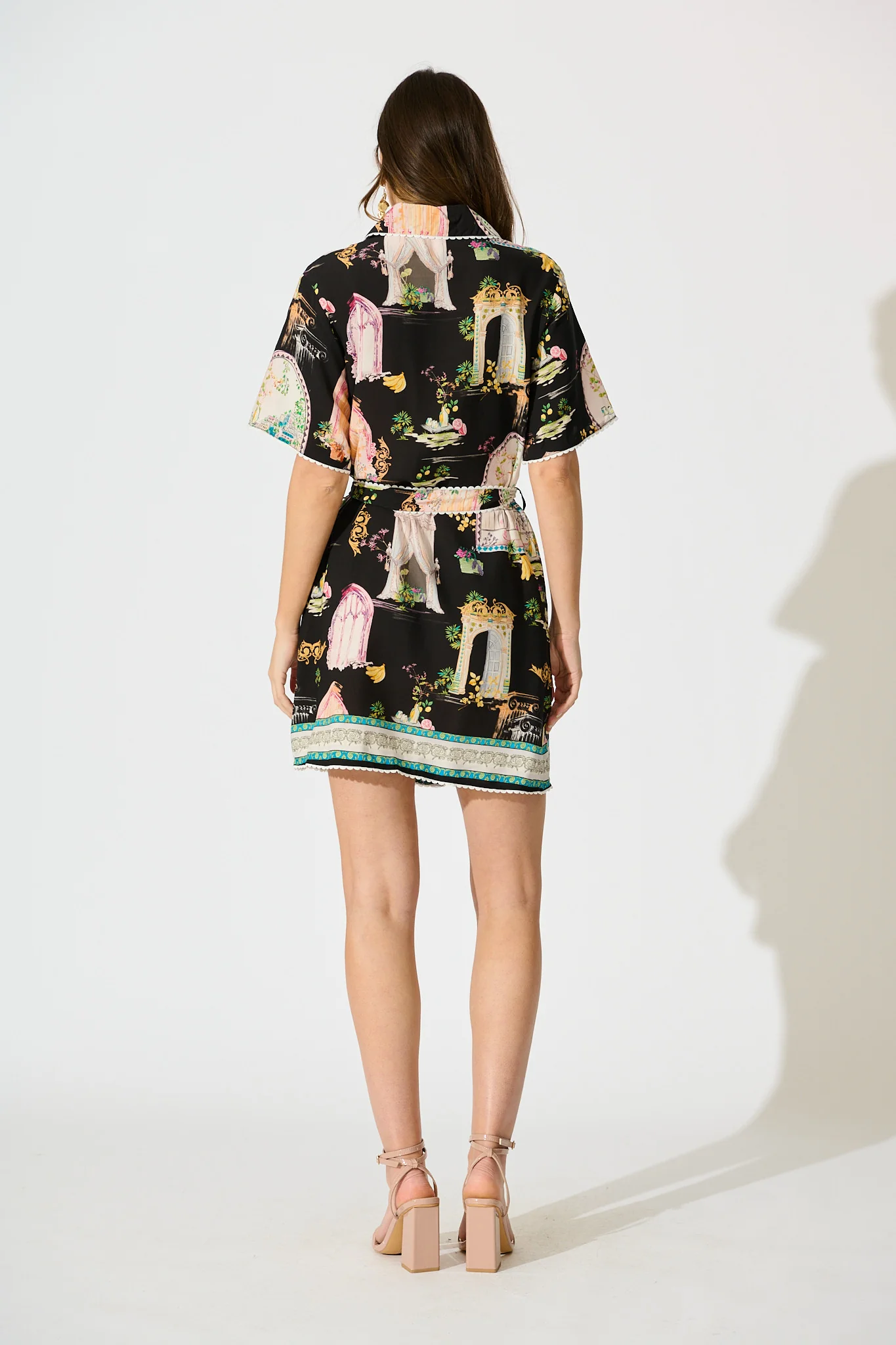 Orsa Shirt Dress In Black Multi Print - Image 4