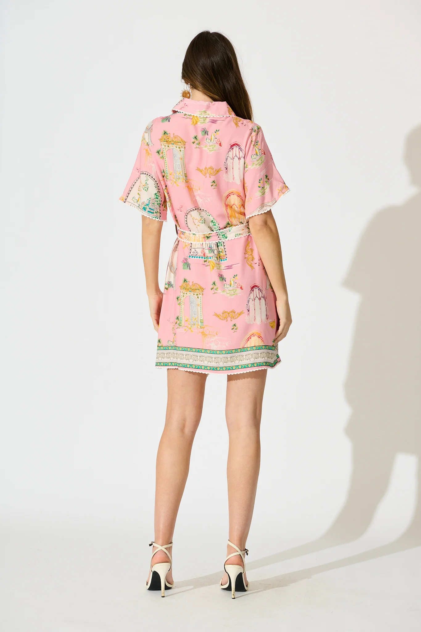 Orsa Shirt Dress in Pink Multi Print - Image 4