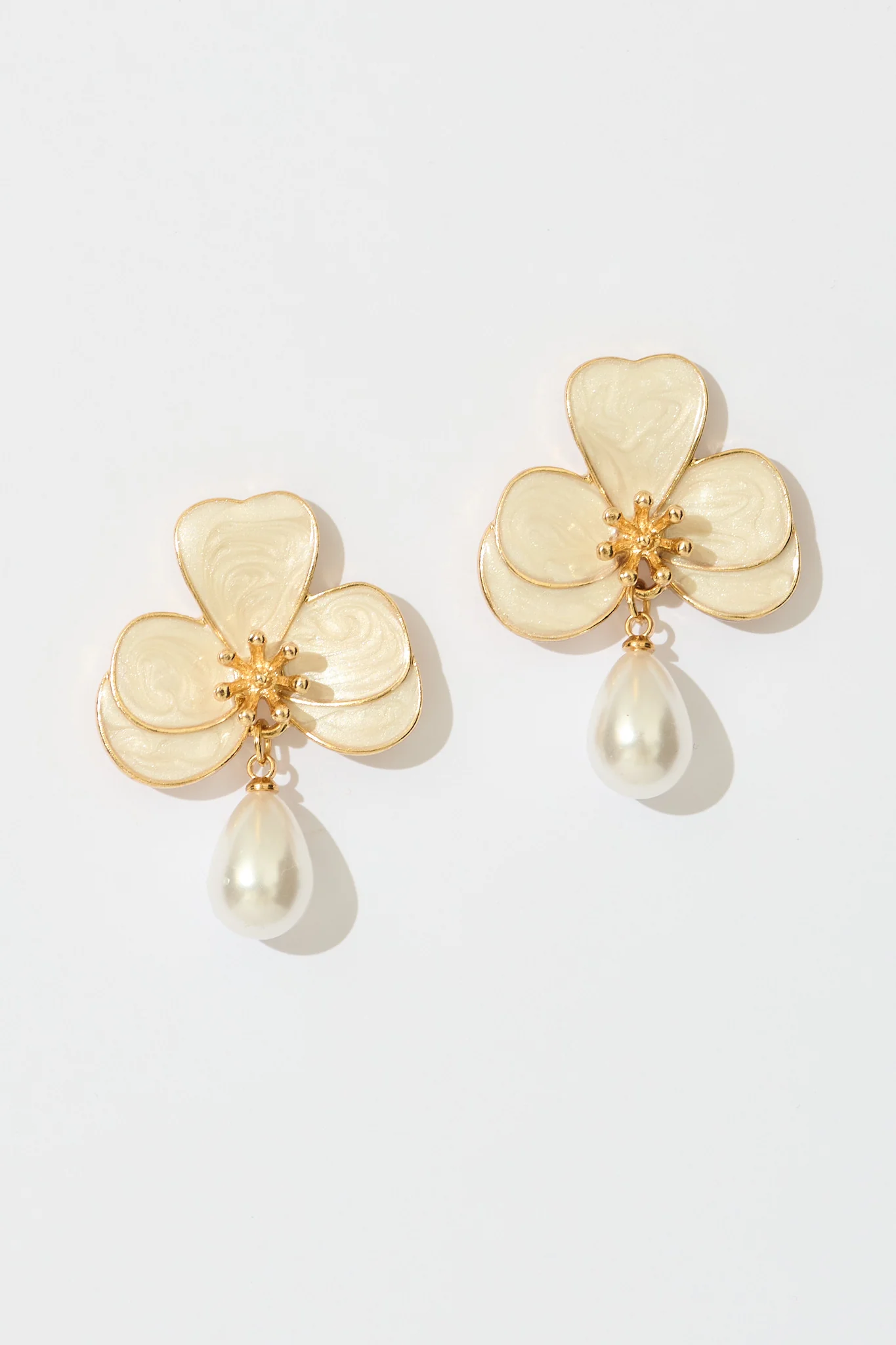 Osteria Orchid Drop Earrings in Gold with Pearlescent