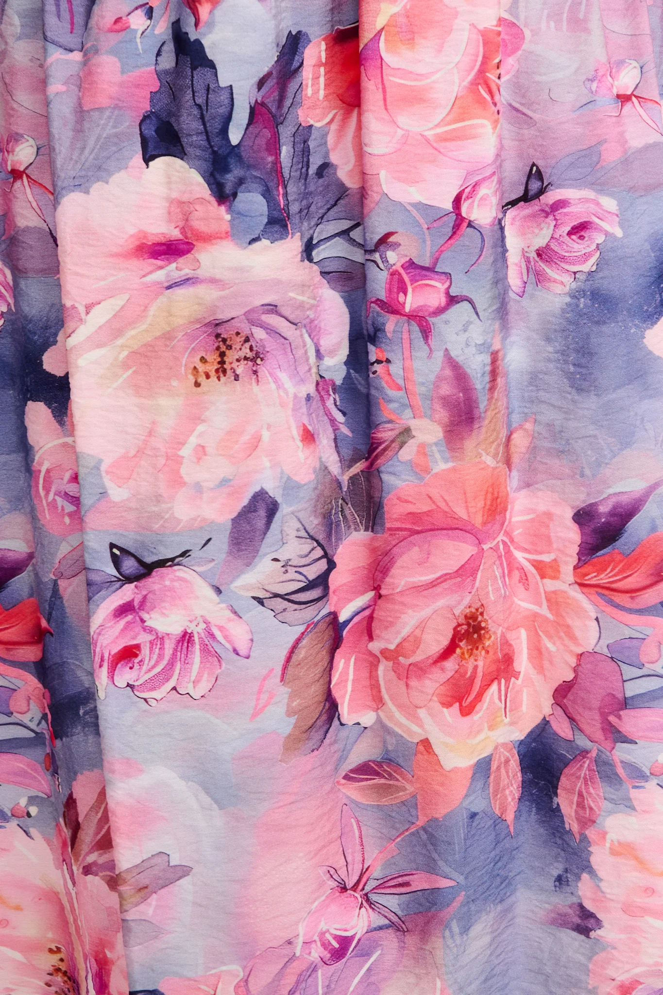 Painted Riveria Maxi Skirt in Blue with Lilac Floral - Image 10