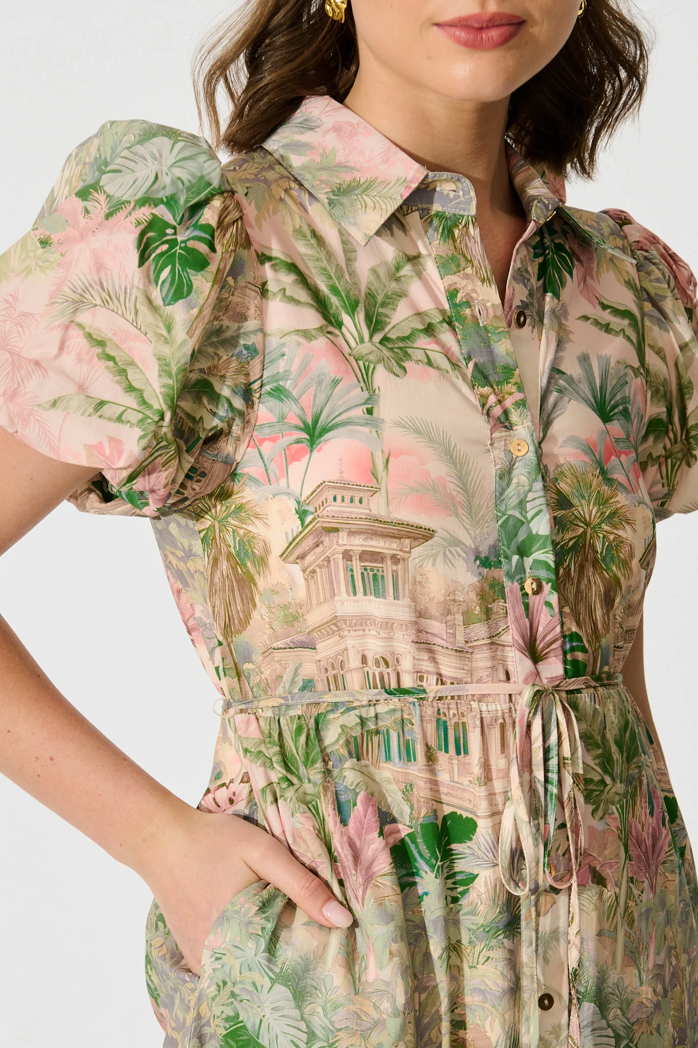 Palm Serenade Maxi Dress in Multi Palm Tree Print - Image 11