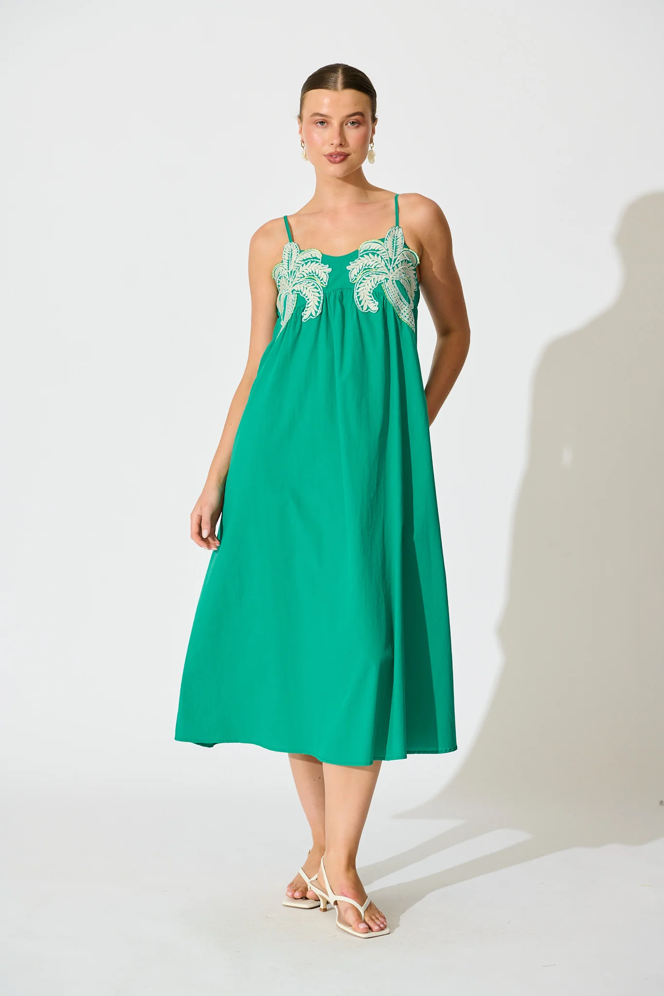 Palmera Midi Sundress in Teal Cotton - Image 3