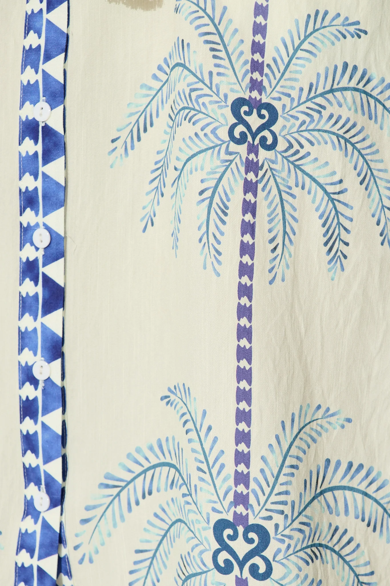Palmira Midi Shirt Dress in Cream with Navy Palm Tree - Image 6