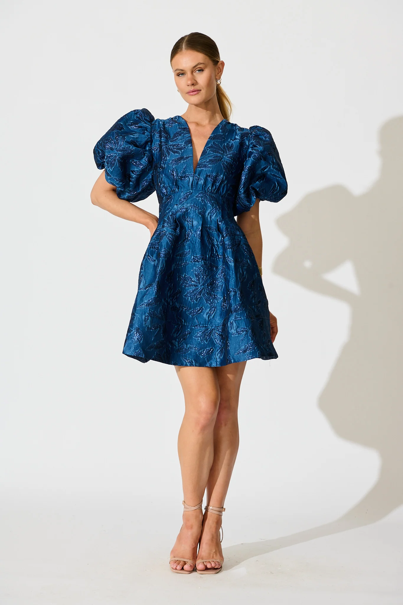 Paris Dreamer Dress in Navy Jacquard - Image 3