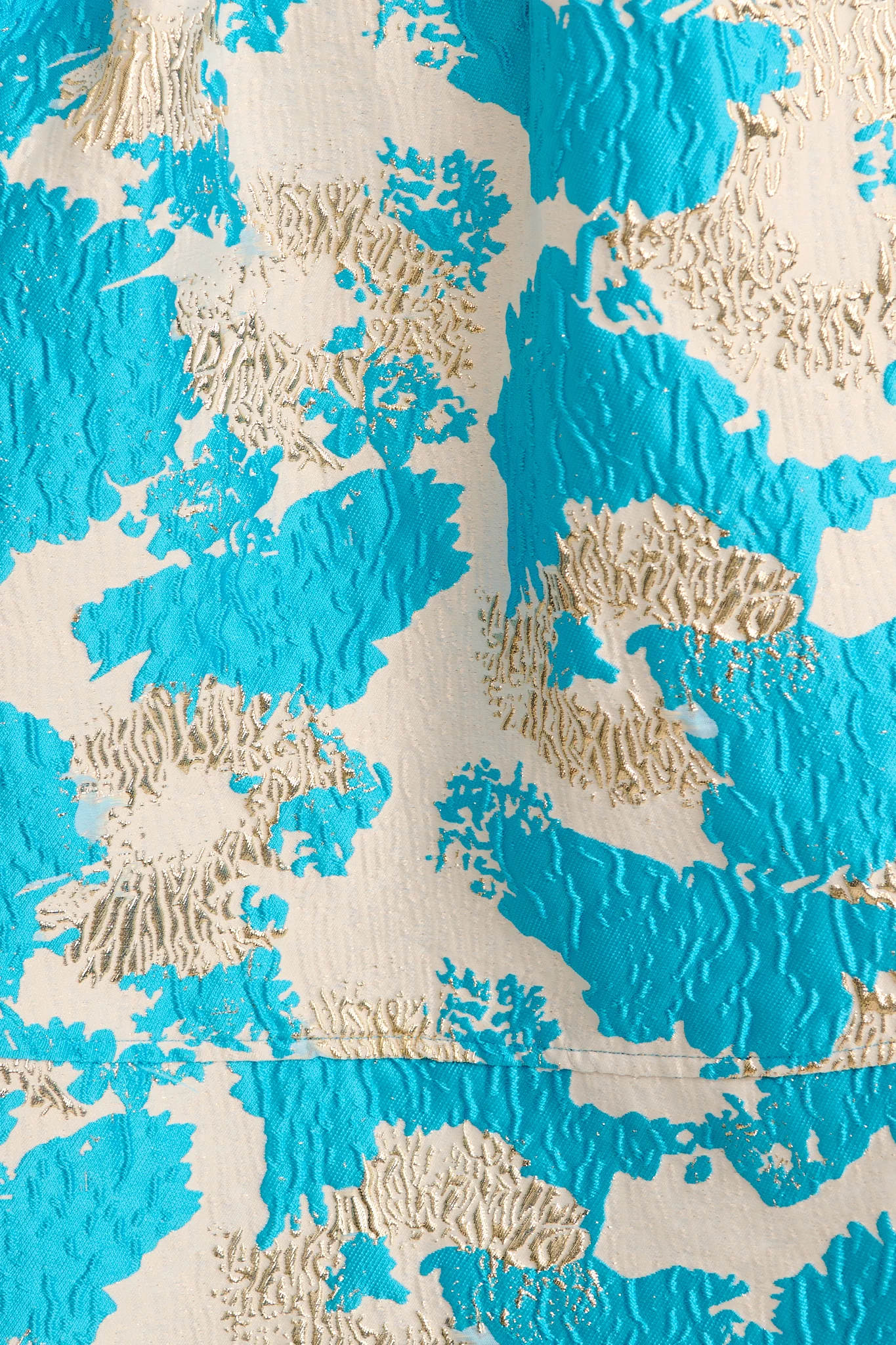 Paris Dreamer Dress In Pale Gold With Aqua Jacquard - Image 6