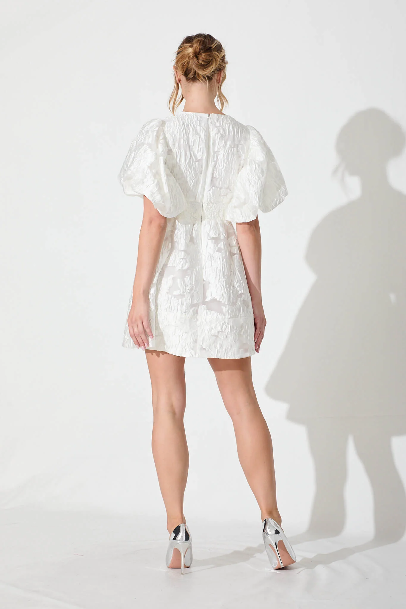 Paris Dreamer Dress In White Floral Organza Burnout - Image 4
