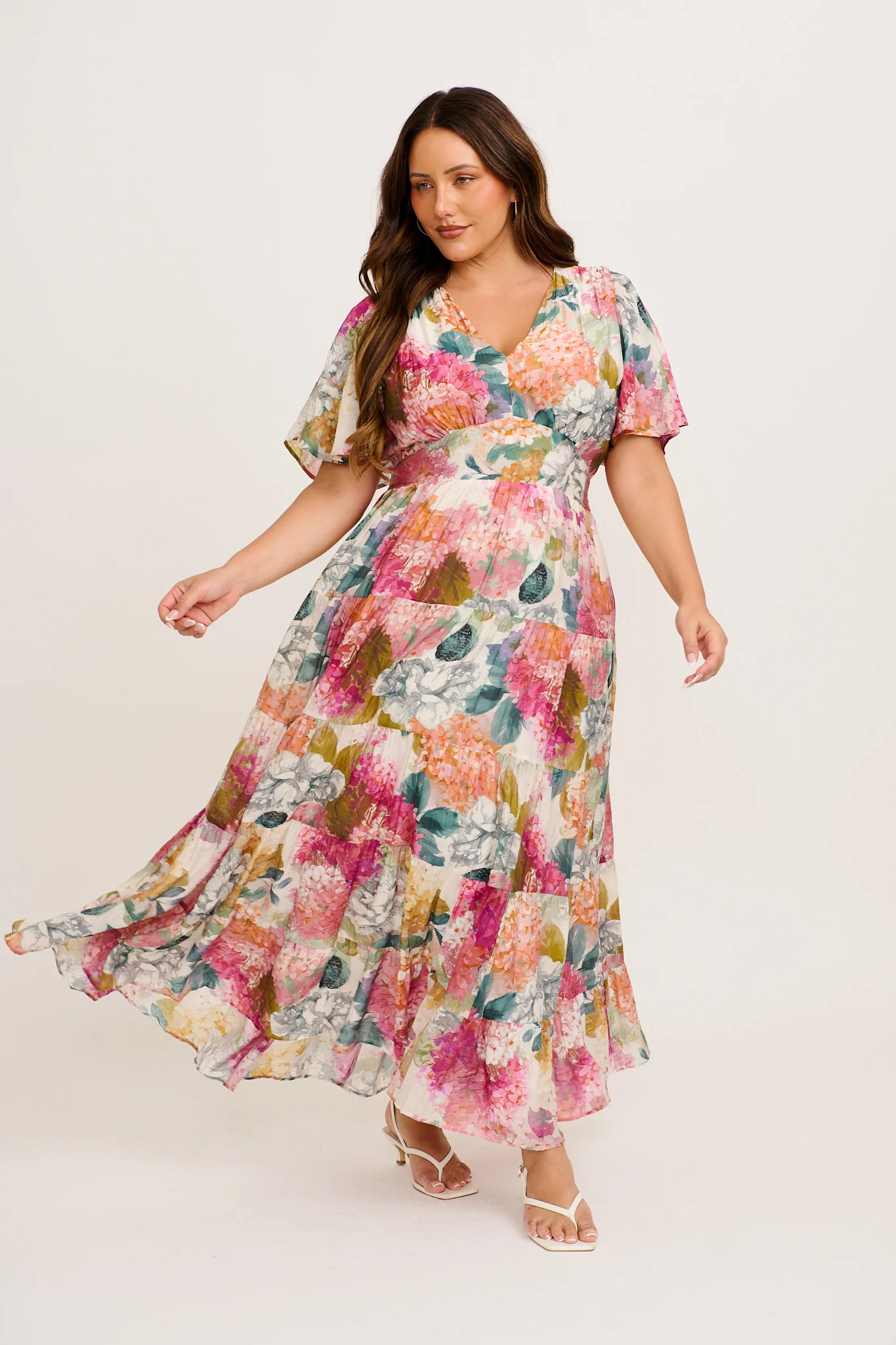 Pastel Symphony Maxi Dress in Multi Floral