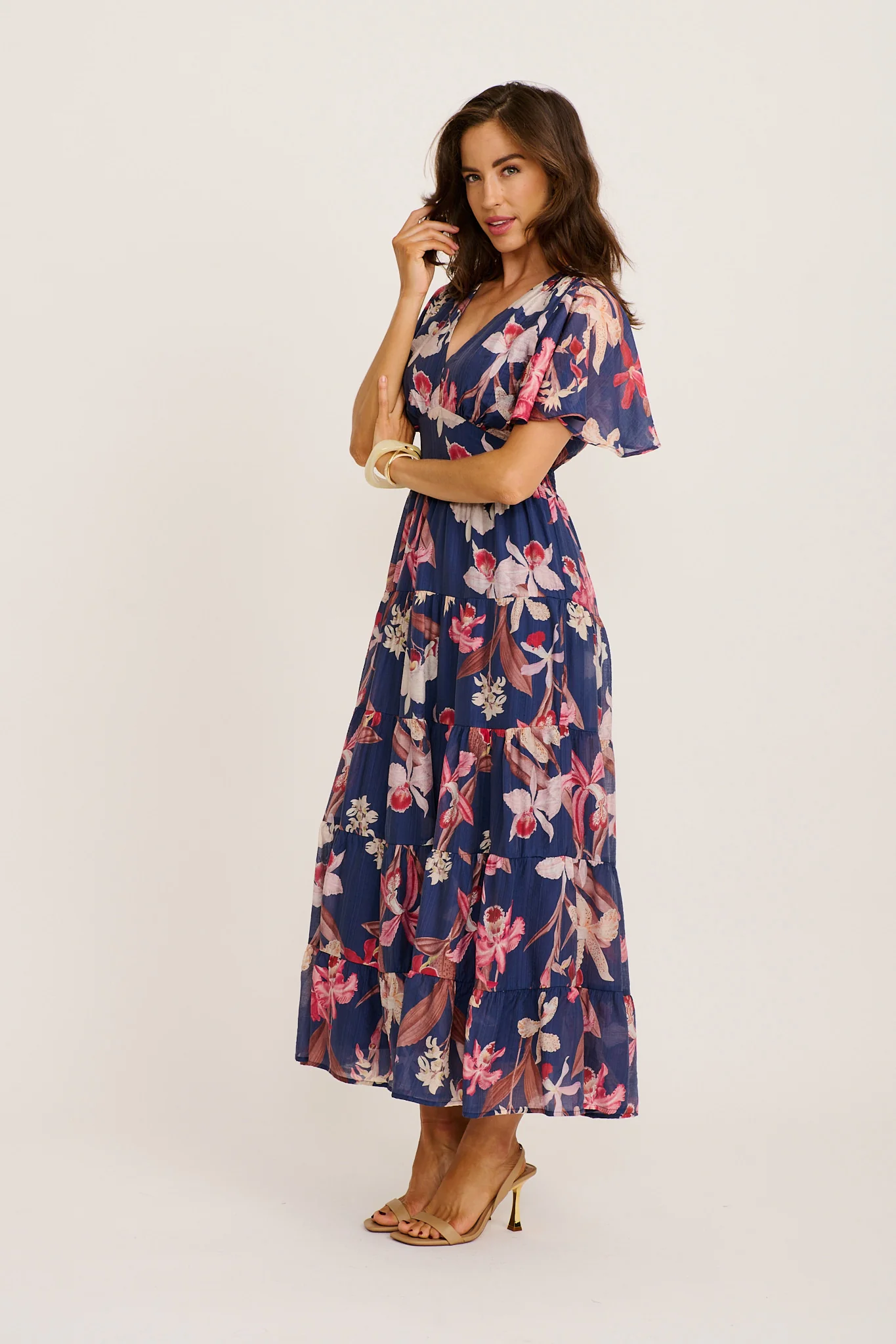 Pastel Symphony Maxi Dress in Navy Multi Floral - Image 3