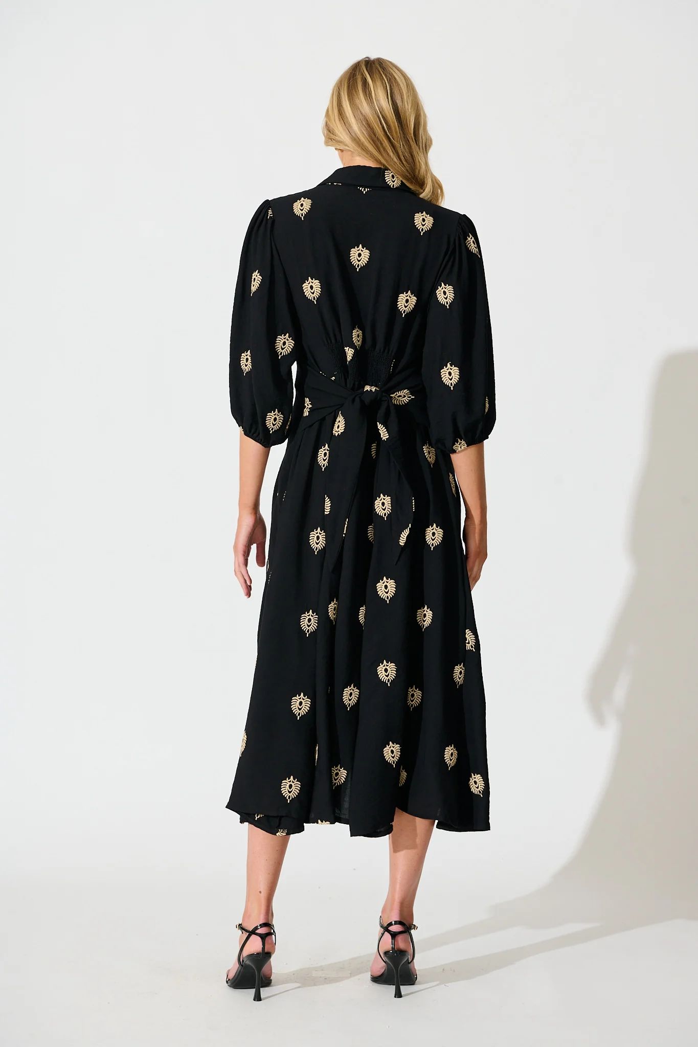 Peggy Maxi Shirt Dress in Black Embroidery - Image 4