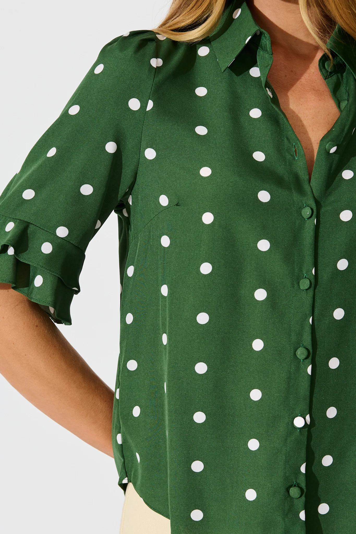 Perfectly Placed Shirt in Emerald with White Spot - Image 5