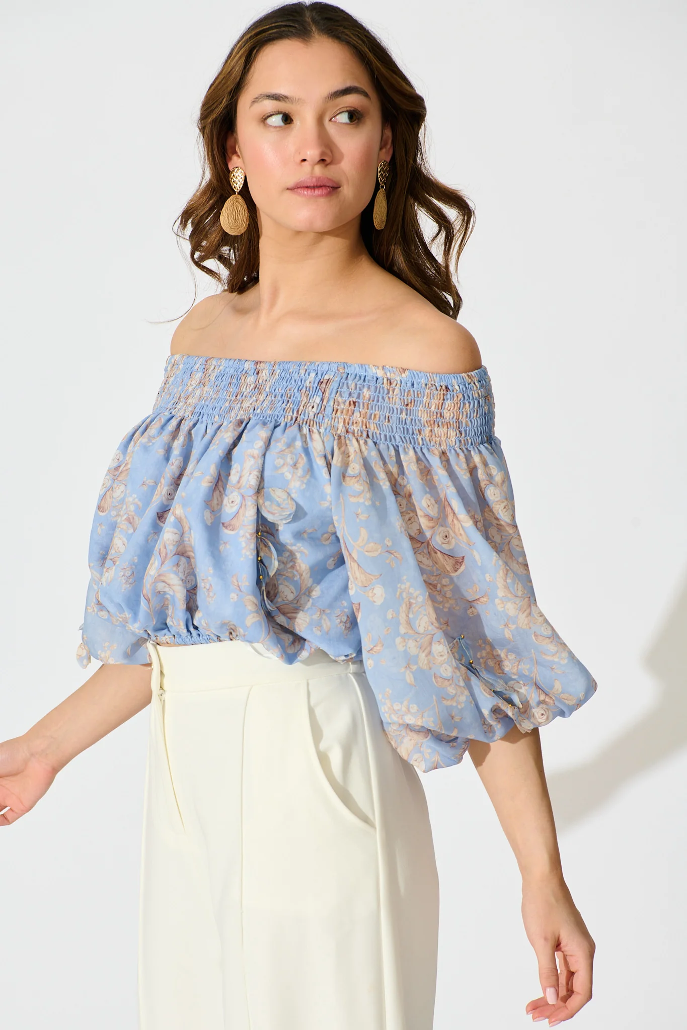 Petal Haze Top in Blue Floral - Image 4