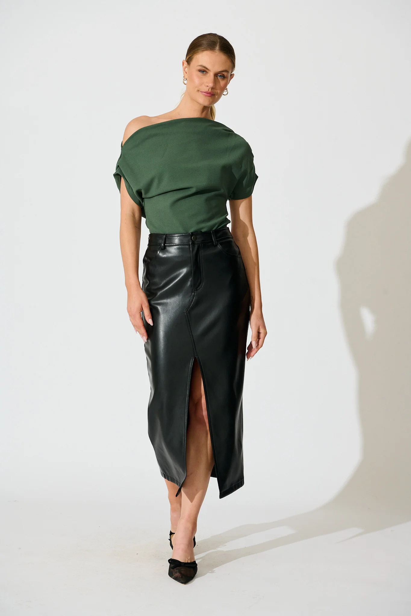 Pia Off Shoulder Top in Emerald - Image 5