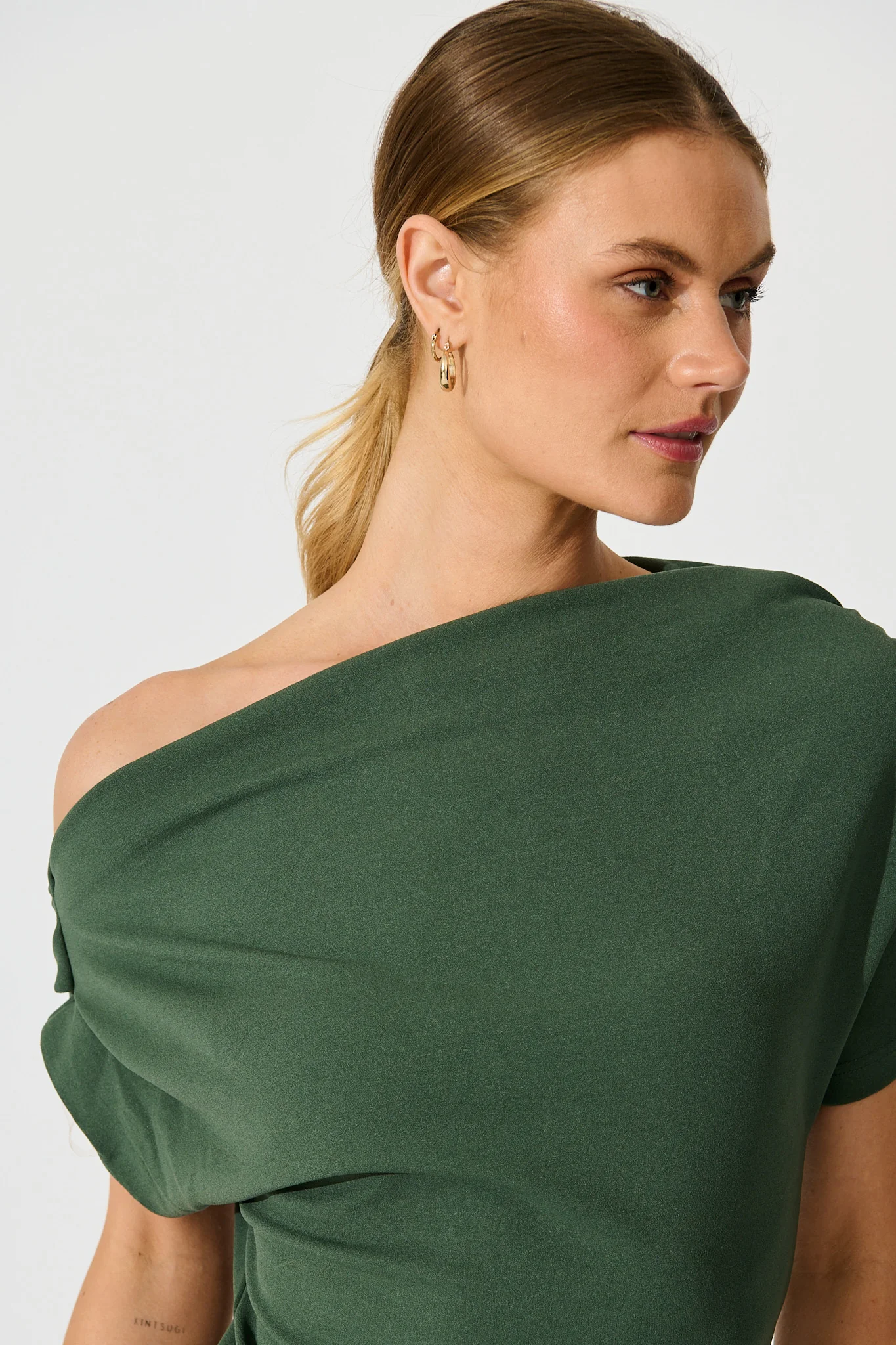 Pia Off Shoulder Top in Emerald - Image 6